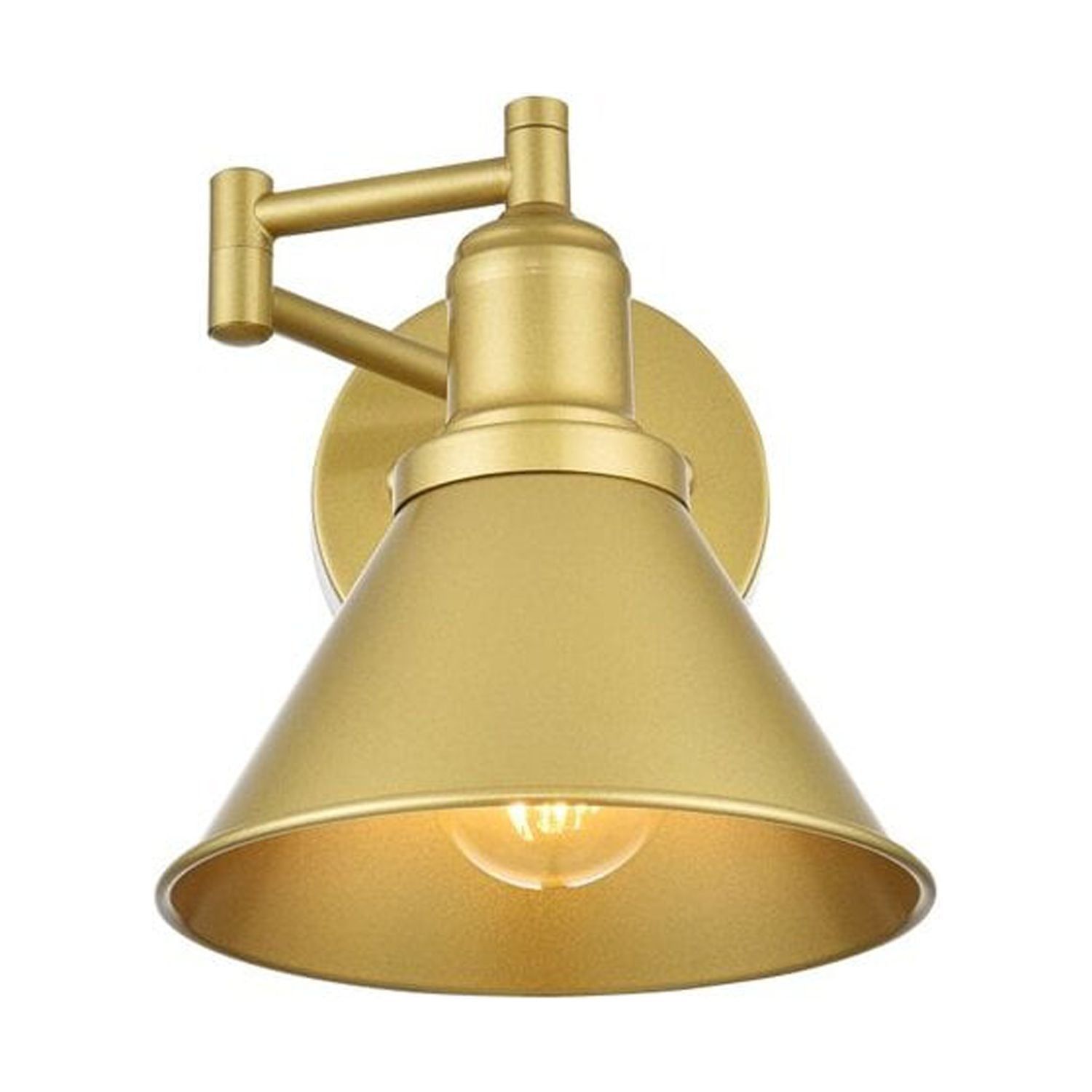 Elegant Brass Swing Arm Wall Sconce with Dimmable Light