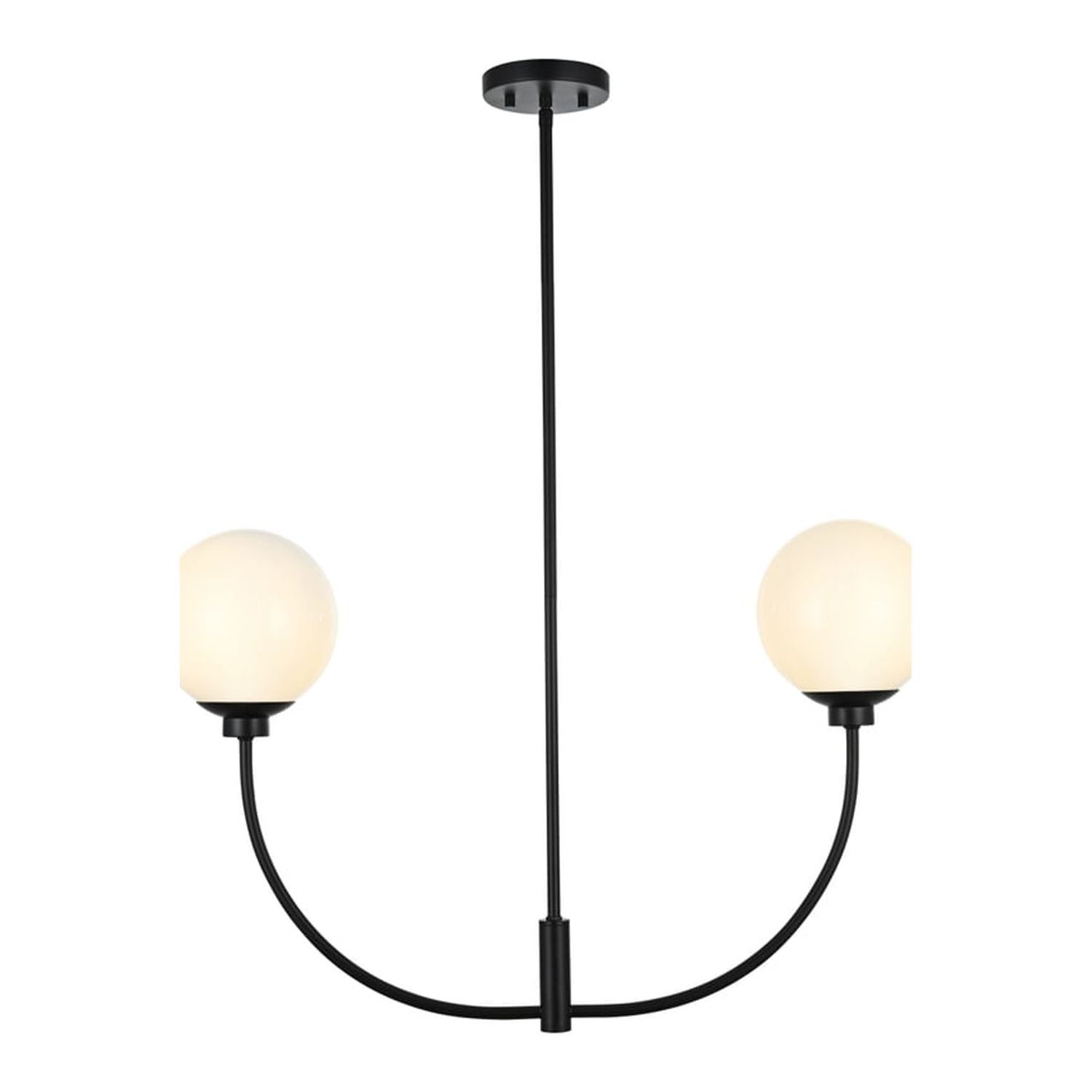 Nyomi 30'' Black Metal and Glass 2-Light Chandelier