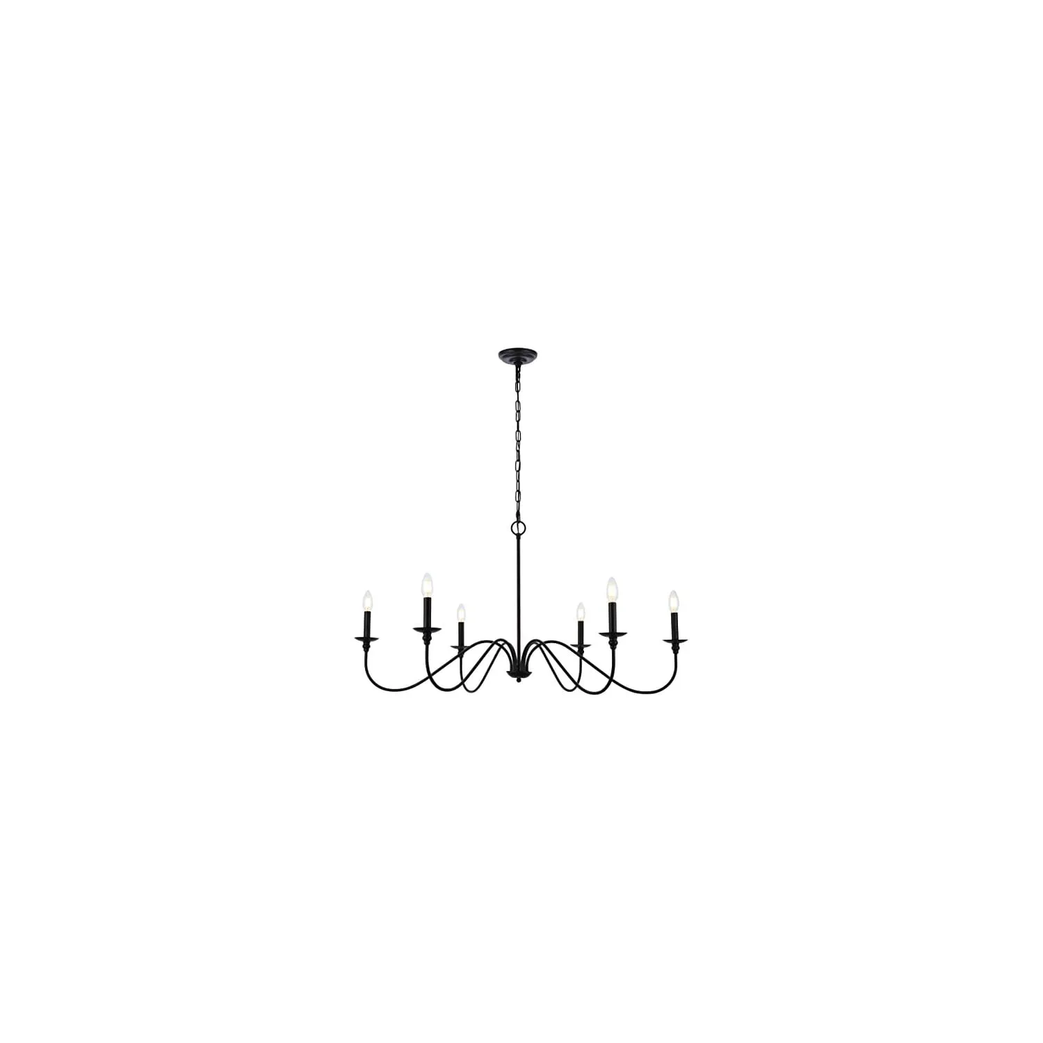 Rohan Matte Black Iron 6-Light Adjustable Chandelier