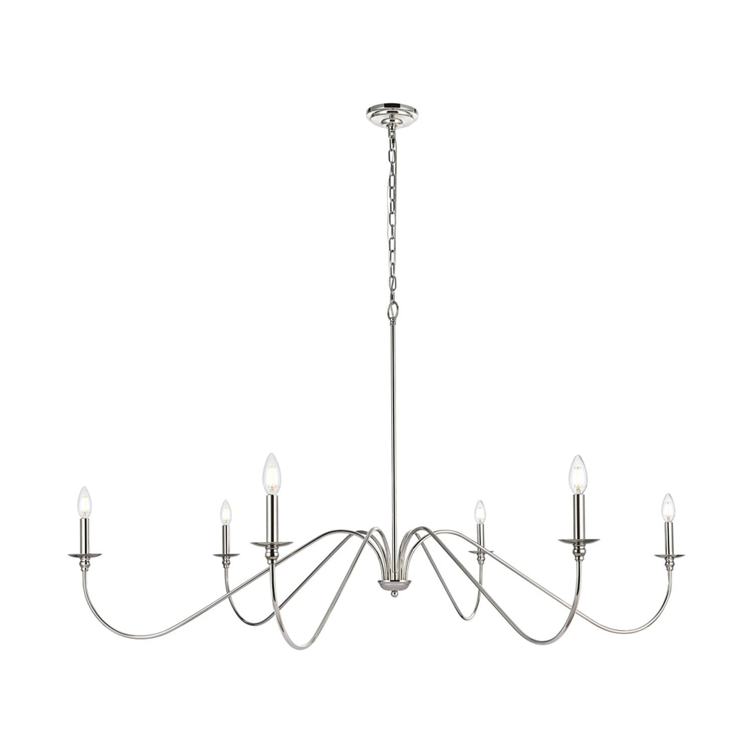 Polished Nickel 60" 6-Light Candle Chandelier