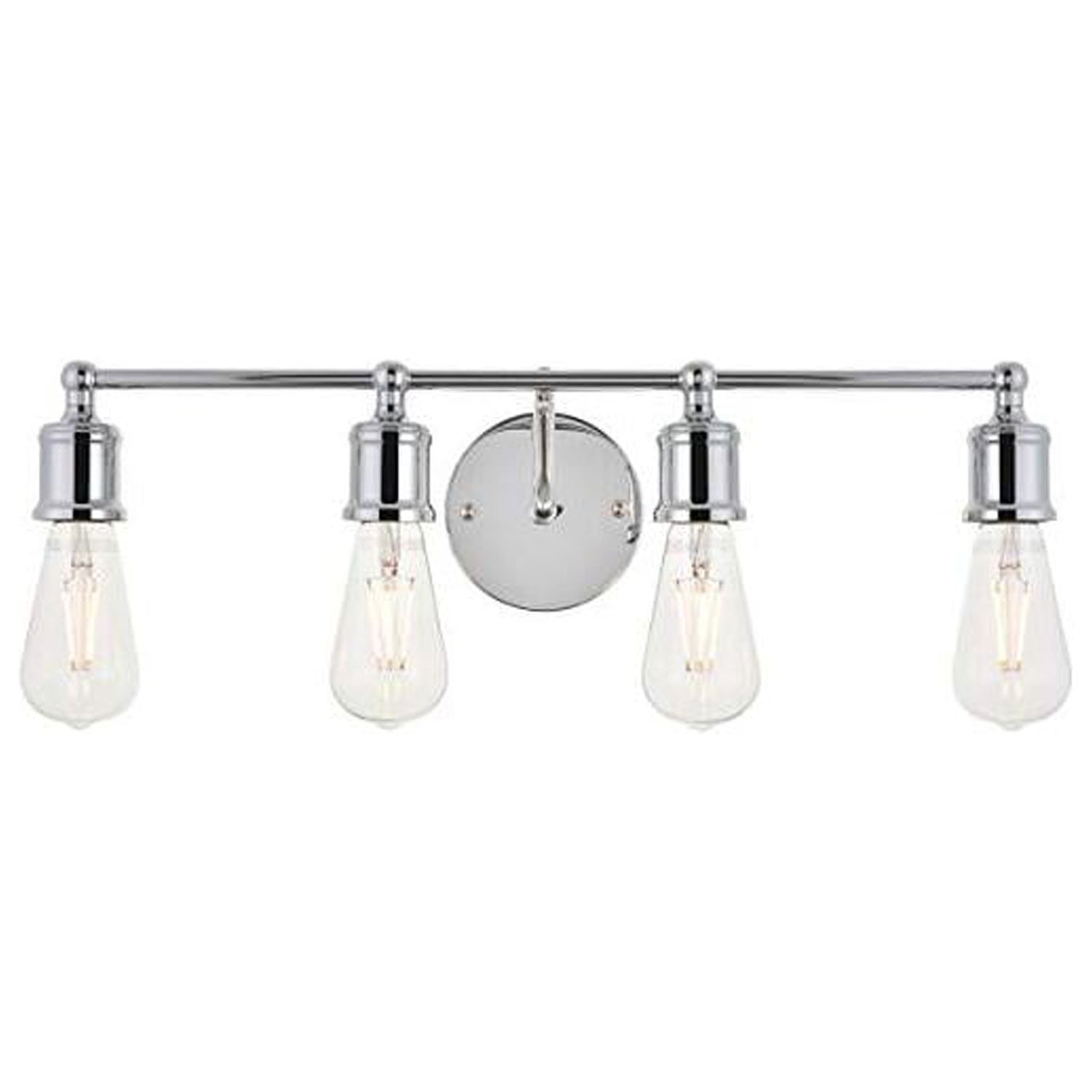 Serif Chrome 4-Light Mid-Century Wall Sconce with Exposed Bulbs