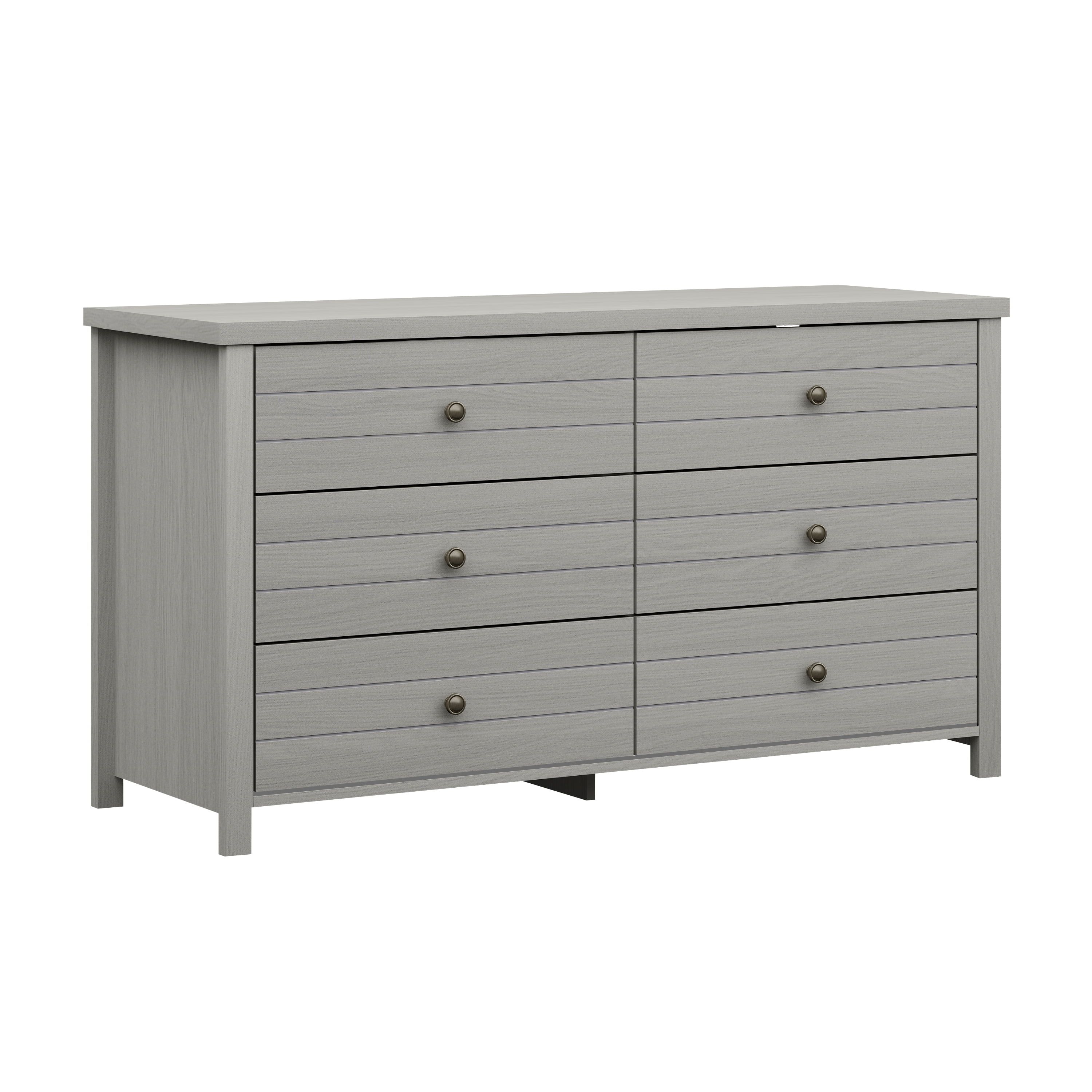 Rustic Gray Coastal Farmhouse 6-Drawer Wood Dresser