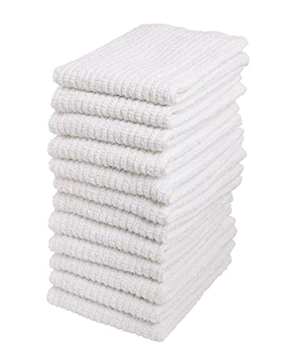 White Cotton Ribbed Terry Dish Cloths Set of 12