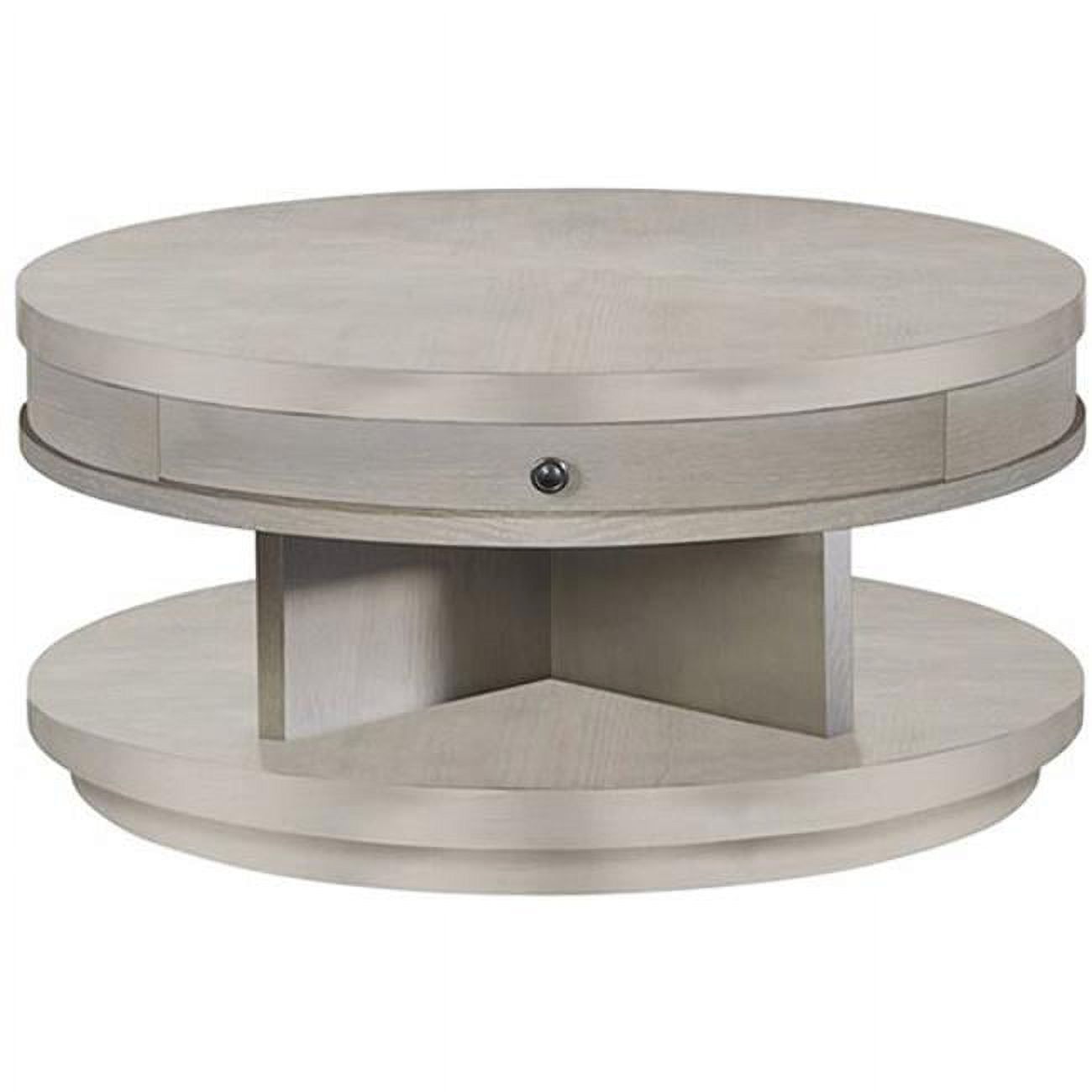 Transitional Pearlized Gray Round C-Table with Storage