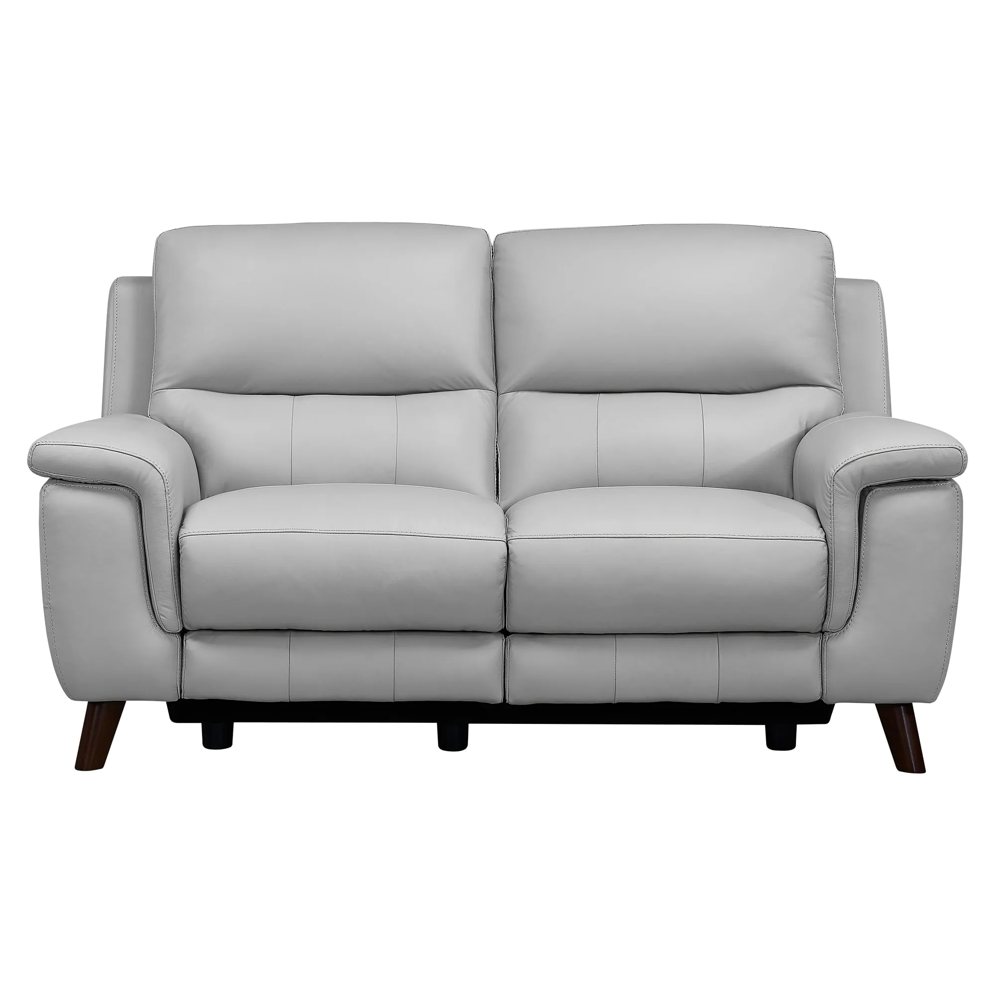 Contemporary Gray Top Grain Leather Power Reclining Loveseat with USB