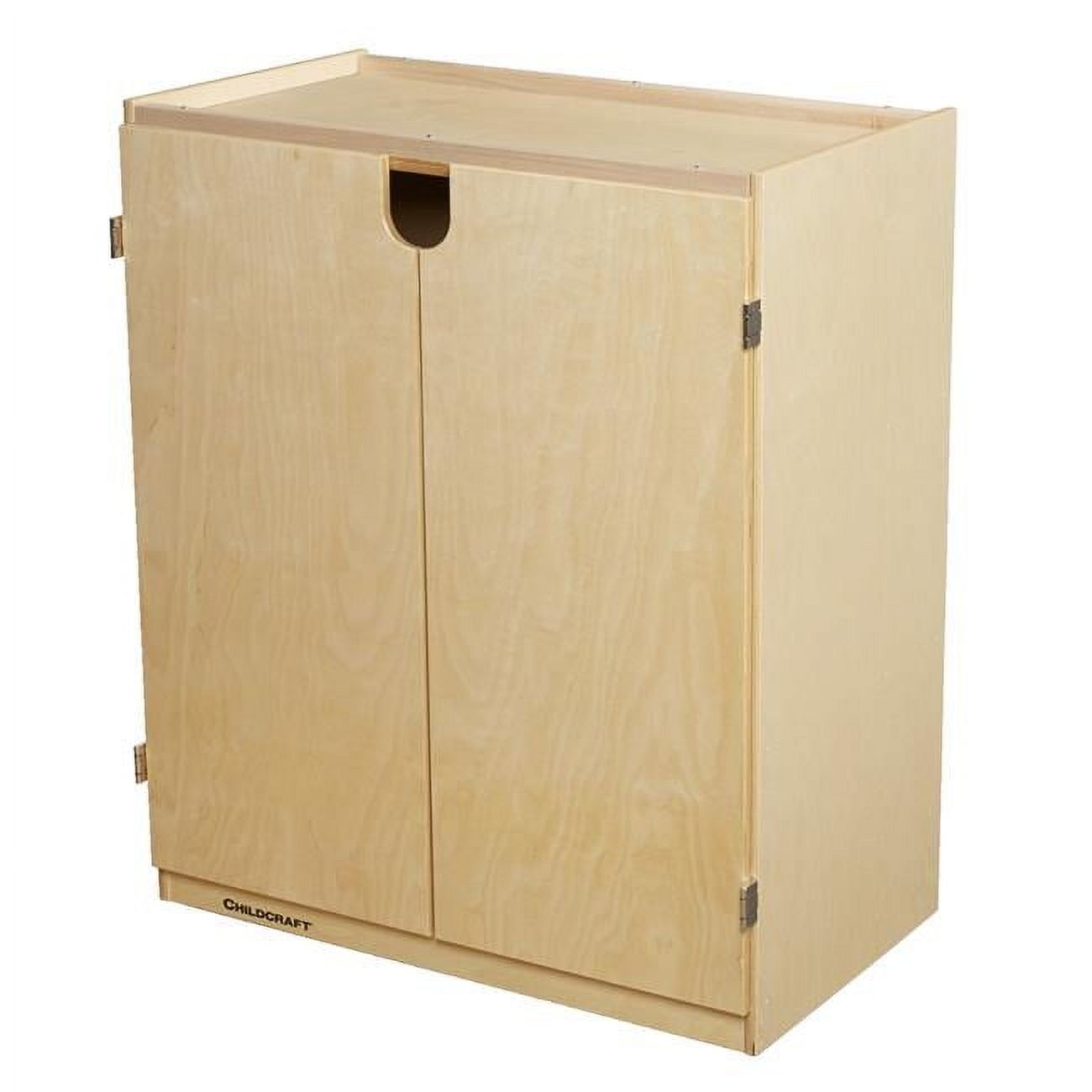 Beige Locking Toddler Supply Cabinet with Casters