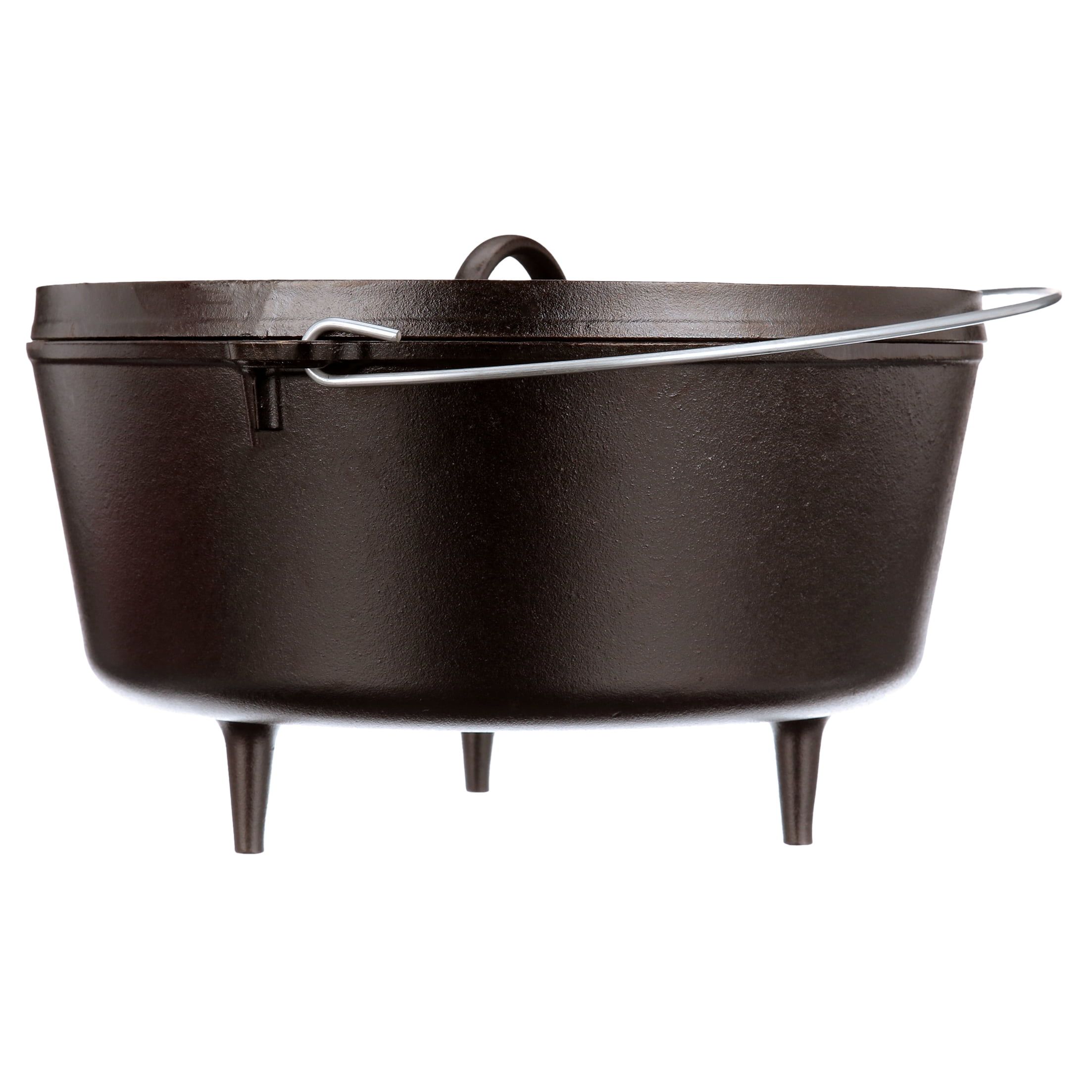 Rustic Black 10 qt Cast Iron Deep Camp Dutch Oven with Cookbook