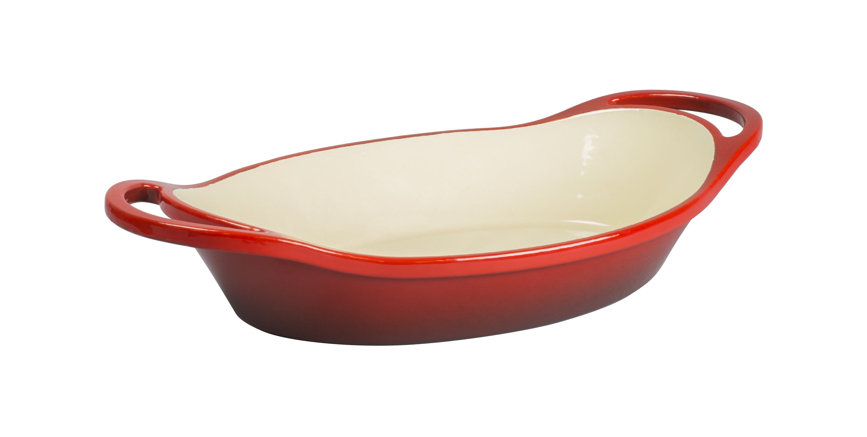 Red Enameled Cast Iron 2 Quart Oval Casserole Dish