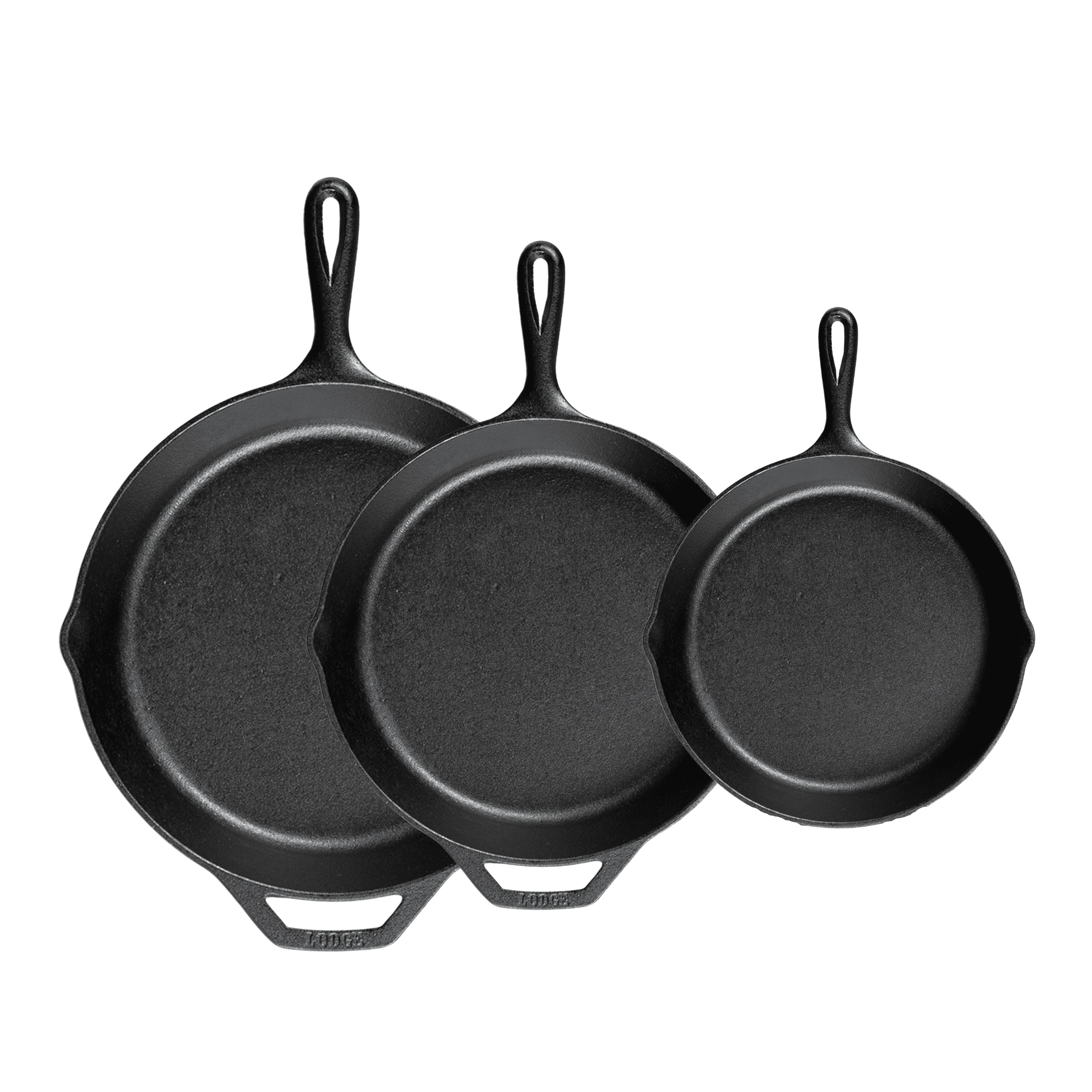 Pre-Seasoned Black Cast Iron Skillet Set, 3 Piece