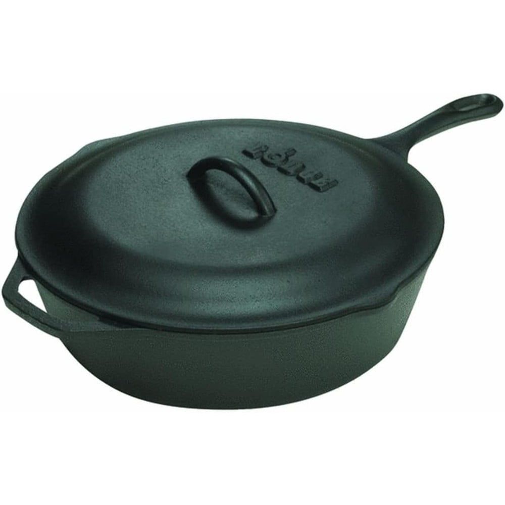 Black Cast Iron 3.2 Qt Round Skillet with Lid