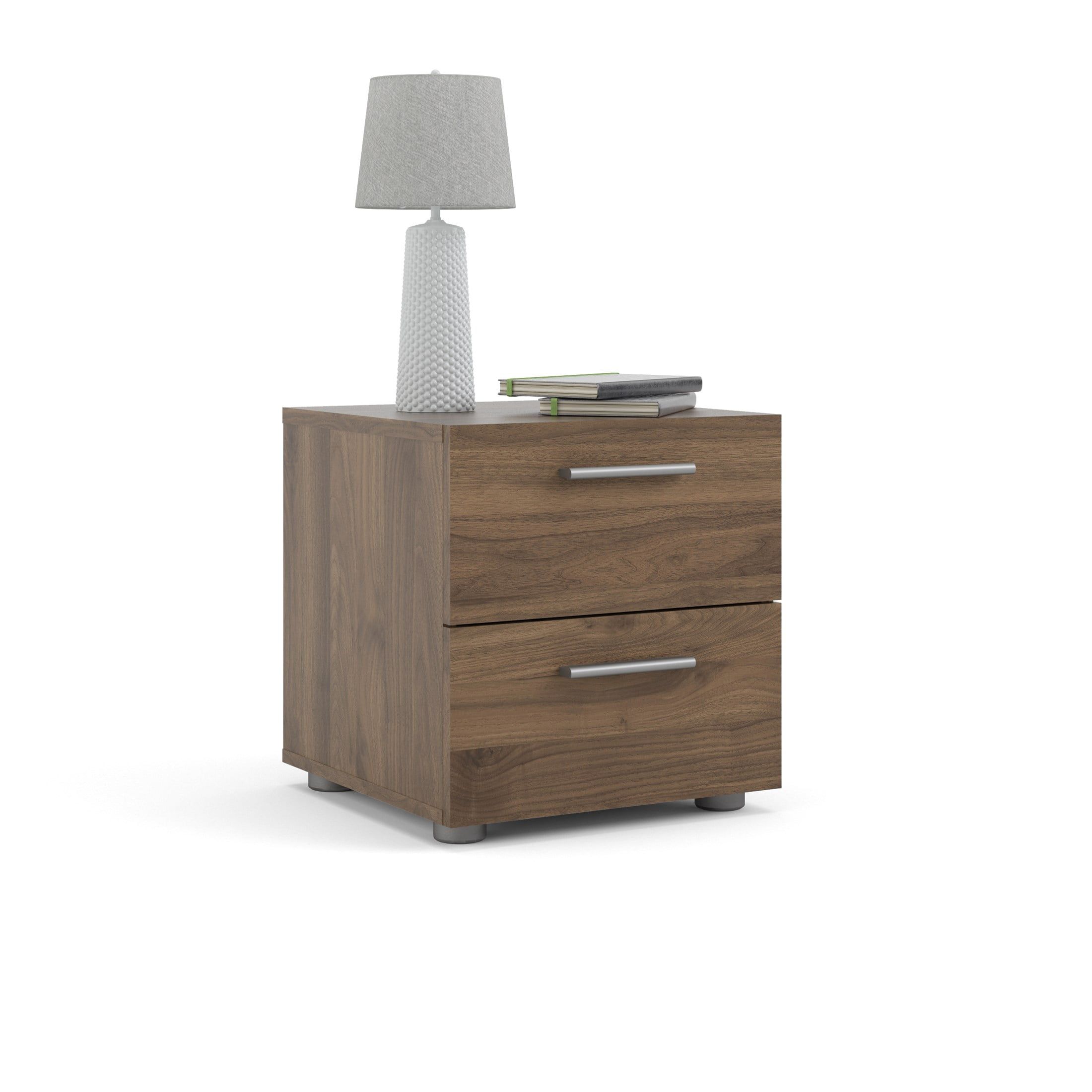 Loft-Style Chic 2-Drawer Nightstand in Walnut