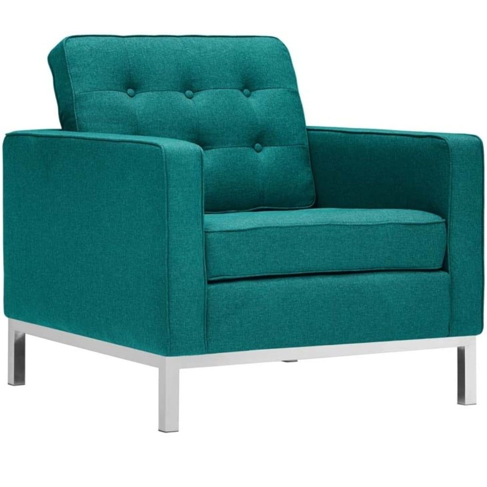 Teal Mid-Century Modern Metal Frame Armchair