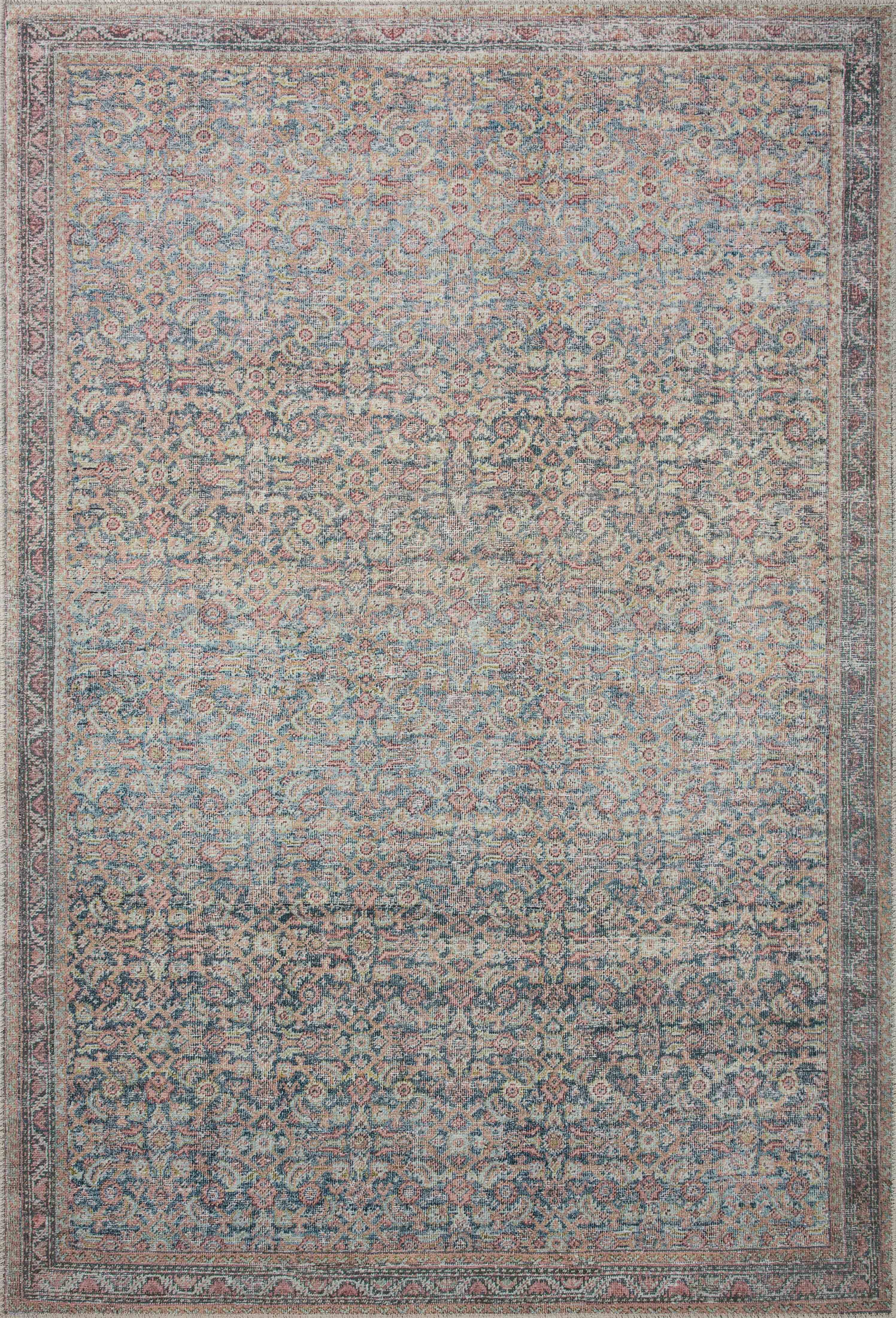 Elysian Fields Blue Rectangular Synthetic Easy-Care Rug