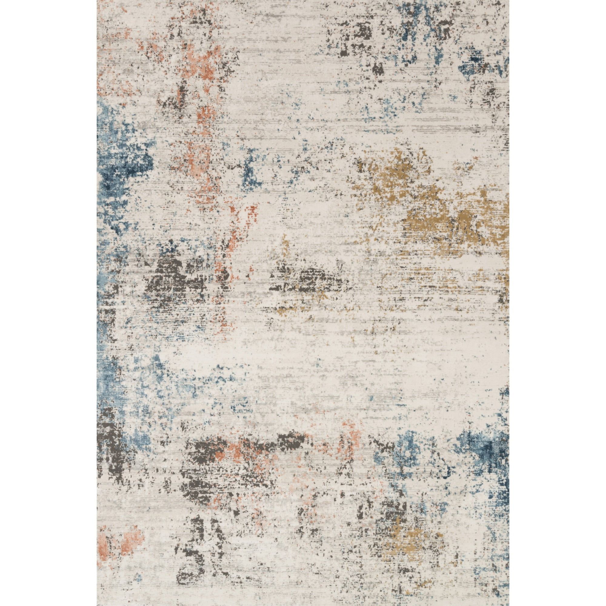 Ivory Abstract Synthetic 18'8" x 18'0" Stain-Resistant Area Rug