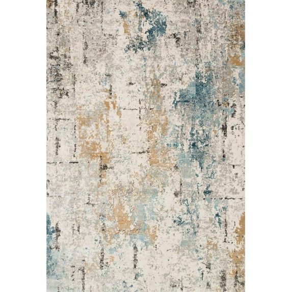 Alchemy Gray and Blue Abstract Synthetic Runner Rug
