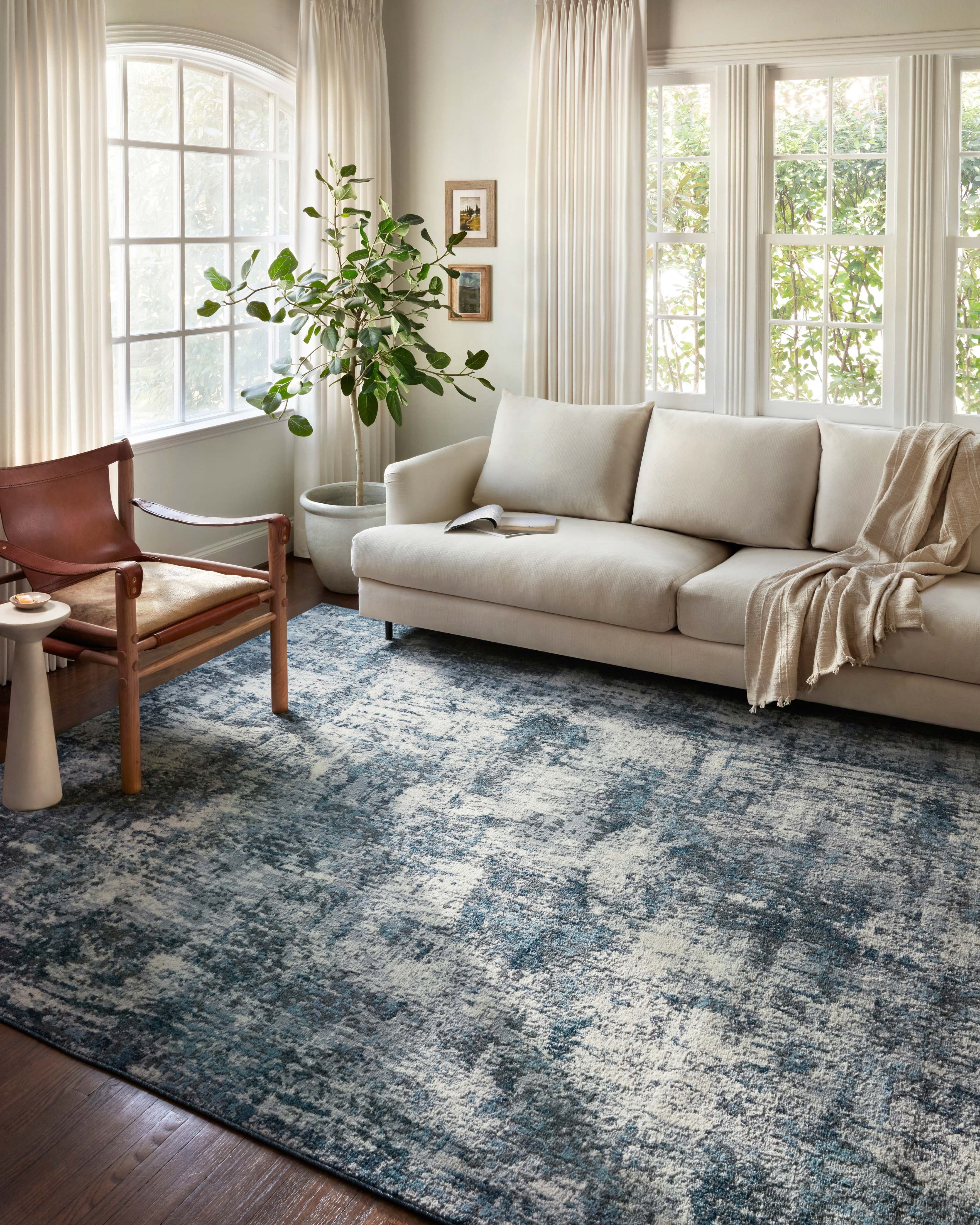 Austen Abstract Natural Ocean Wool-Blend Runner Rug 2'-4" x 8'-0"