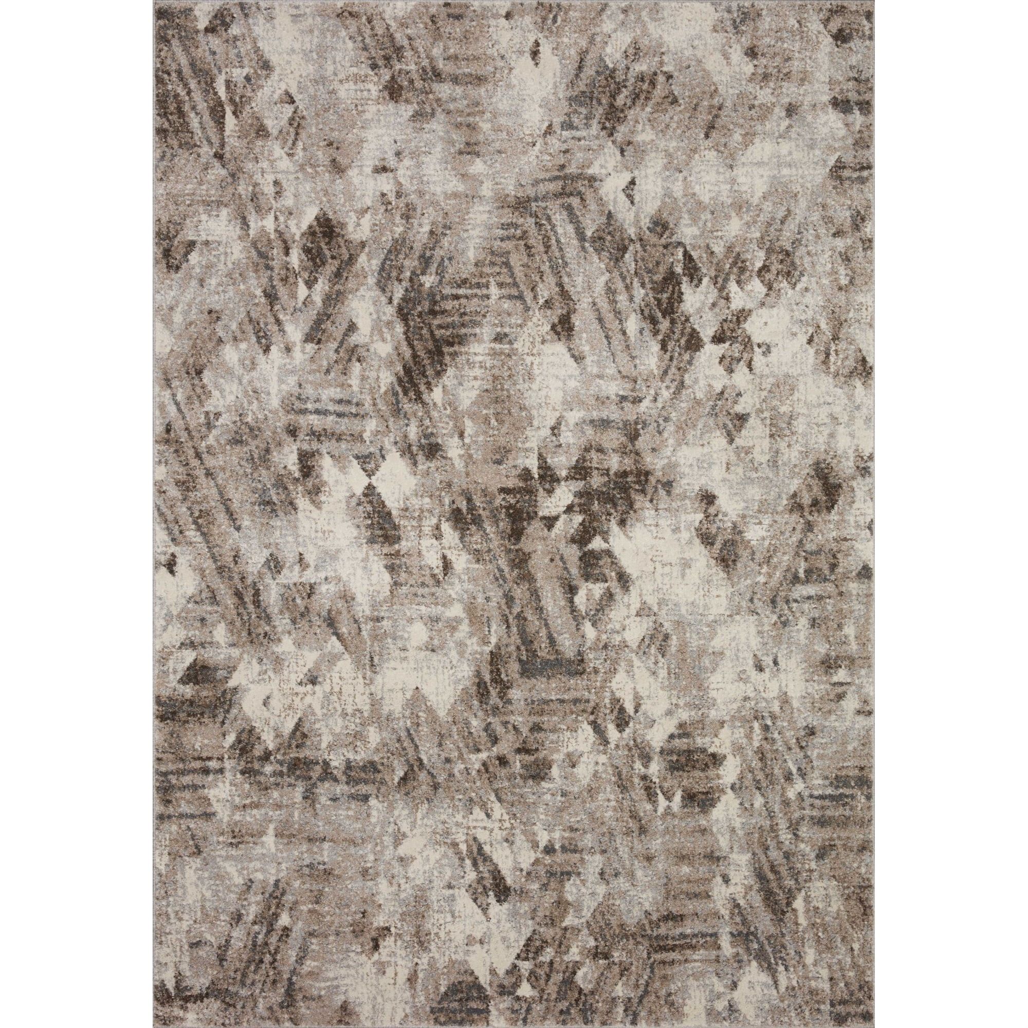 Natural Mocha Abstract Stain-Resistant Runner Rug 2'-4" x 8'-0"