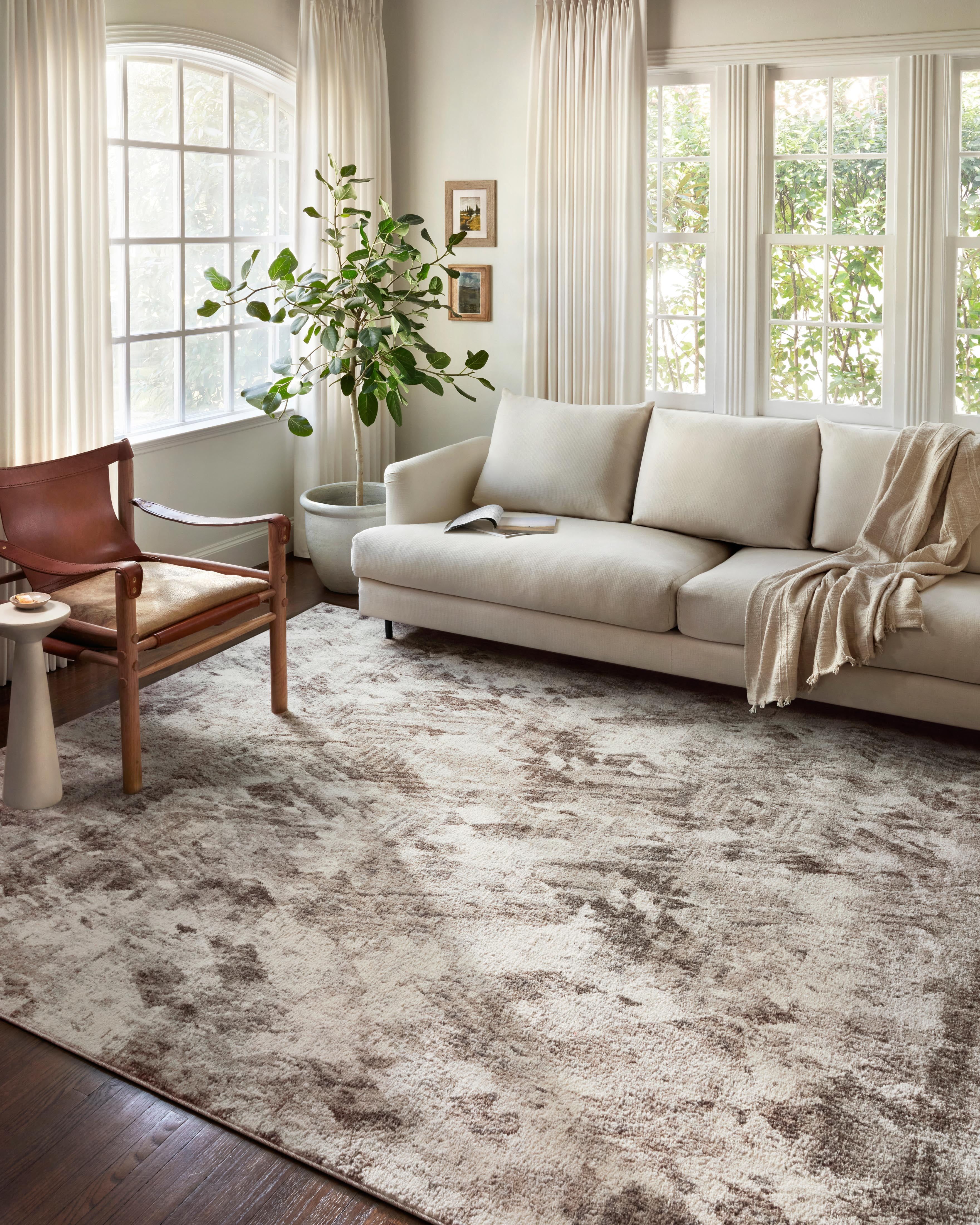 Mocha Natural Abstract 7'-10" x 10'-6" Wool-Synthetic Blend Area Rug