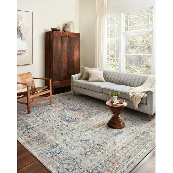 Elysian Gray 9'9" x 13'6" Synthetic Stain-Resistant Area Rug