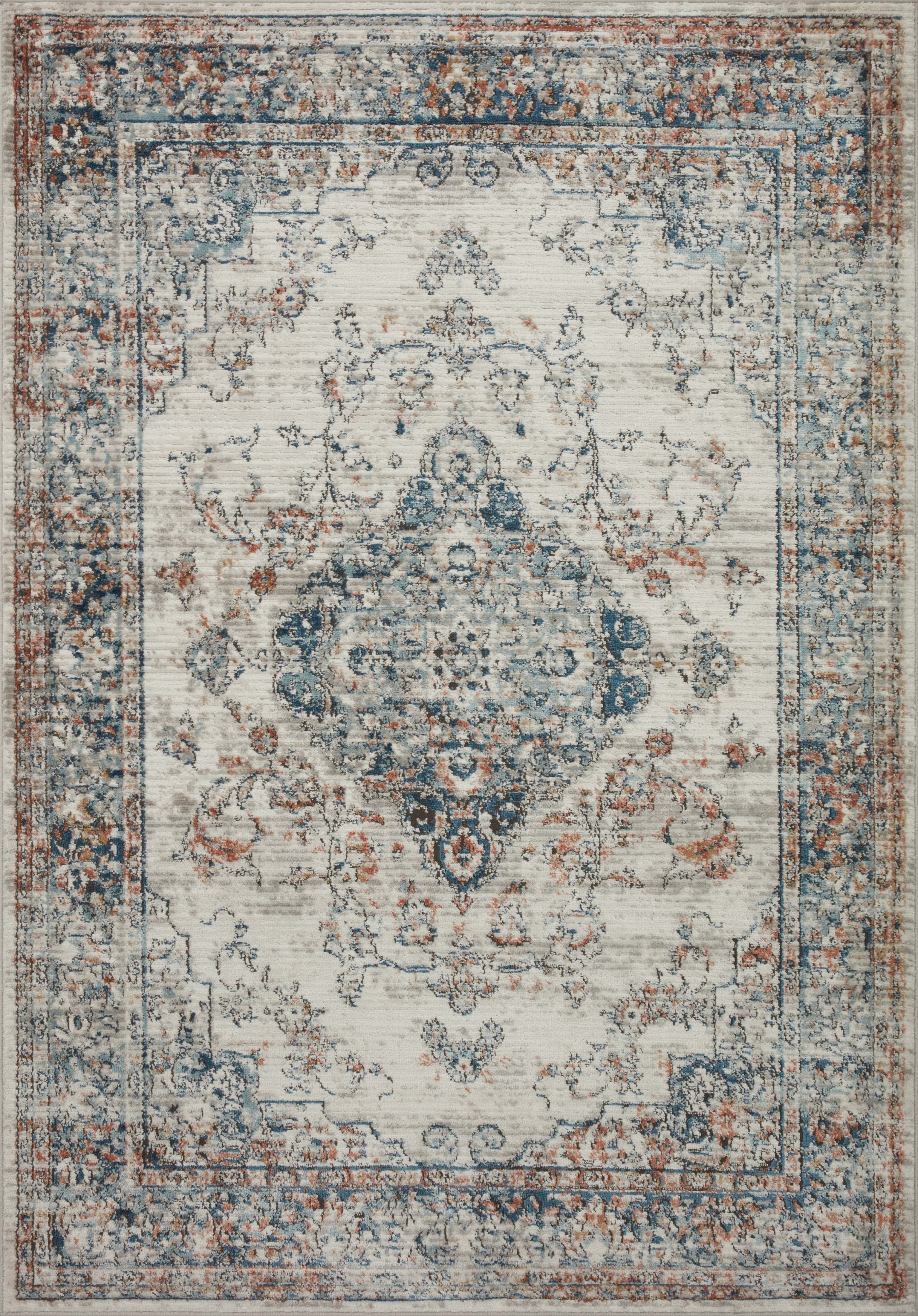Bianca Ivory and Ocean Synthetic Stain-Resistant Area Rug 9'-9" x 13'-6"