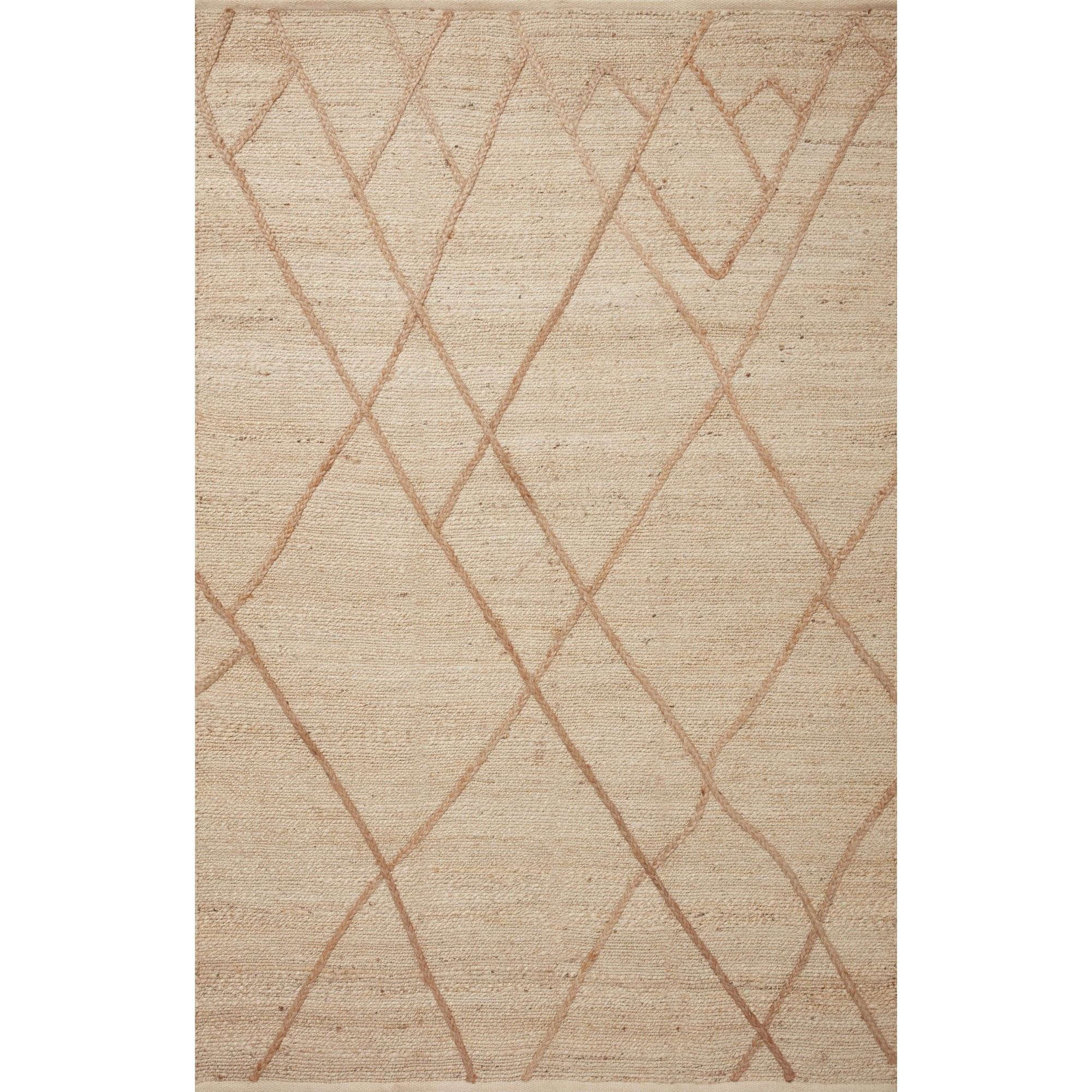 Ivory and Natural Geometric Braided Jute Rug 2' x 5'