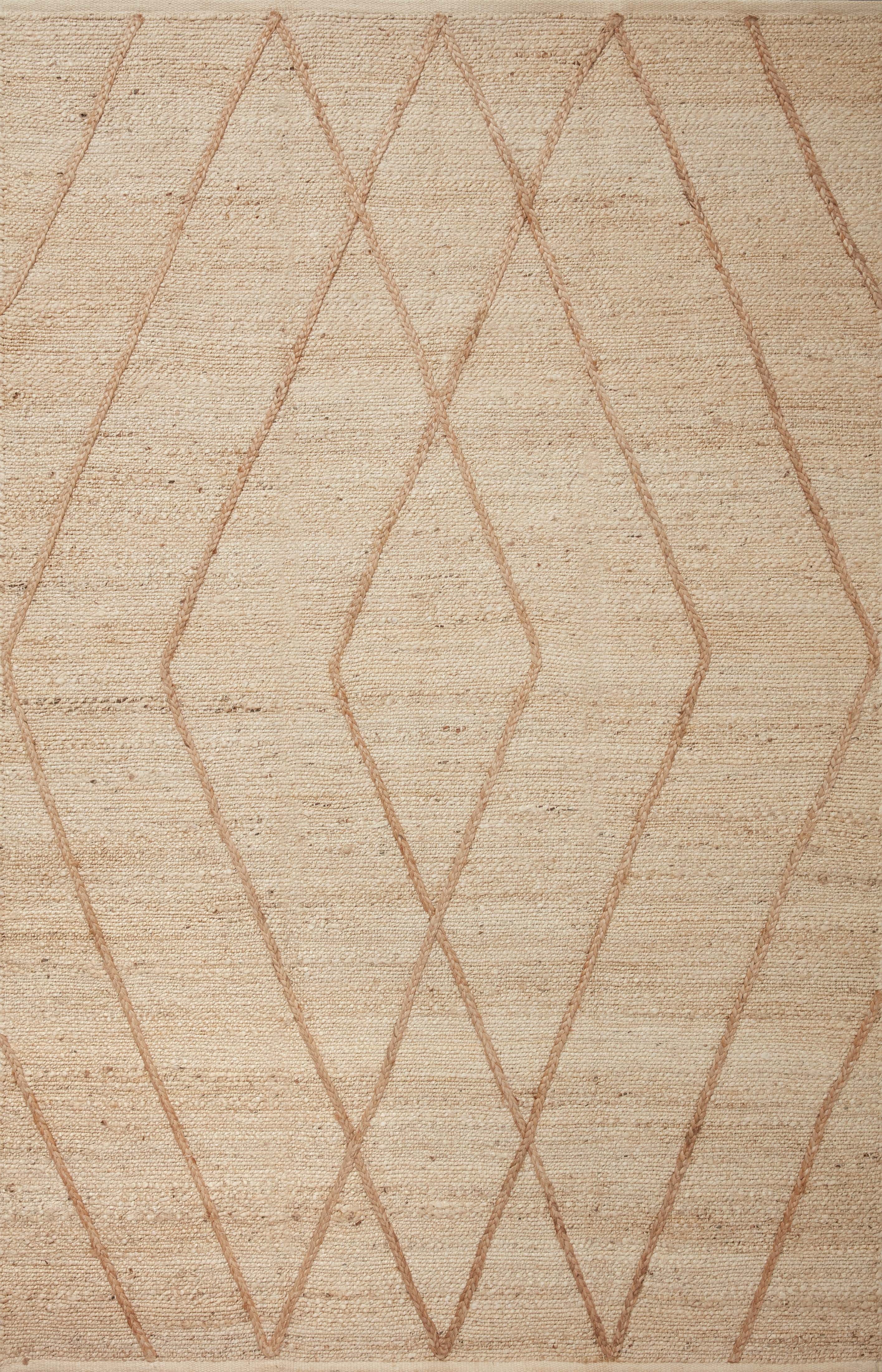 Ivory and Natural Braided Geometric Handmade Jute Area Rug