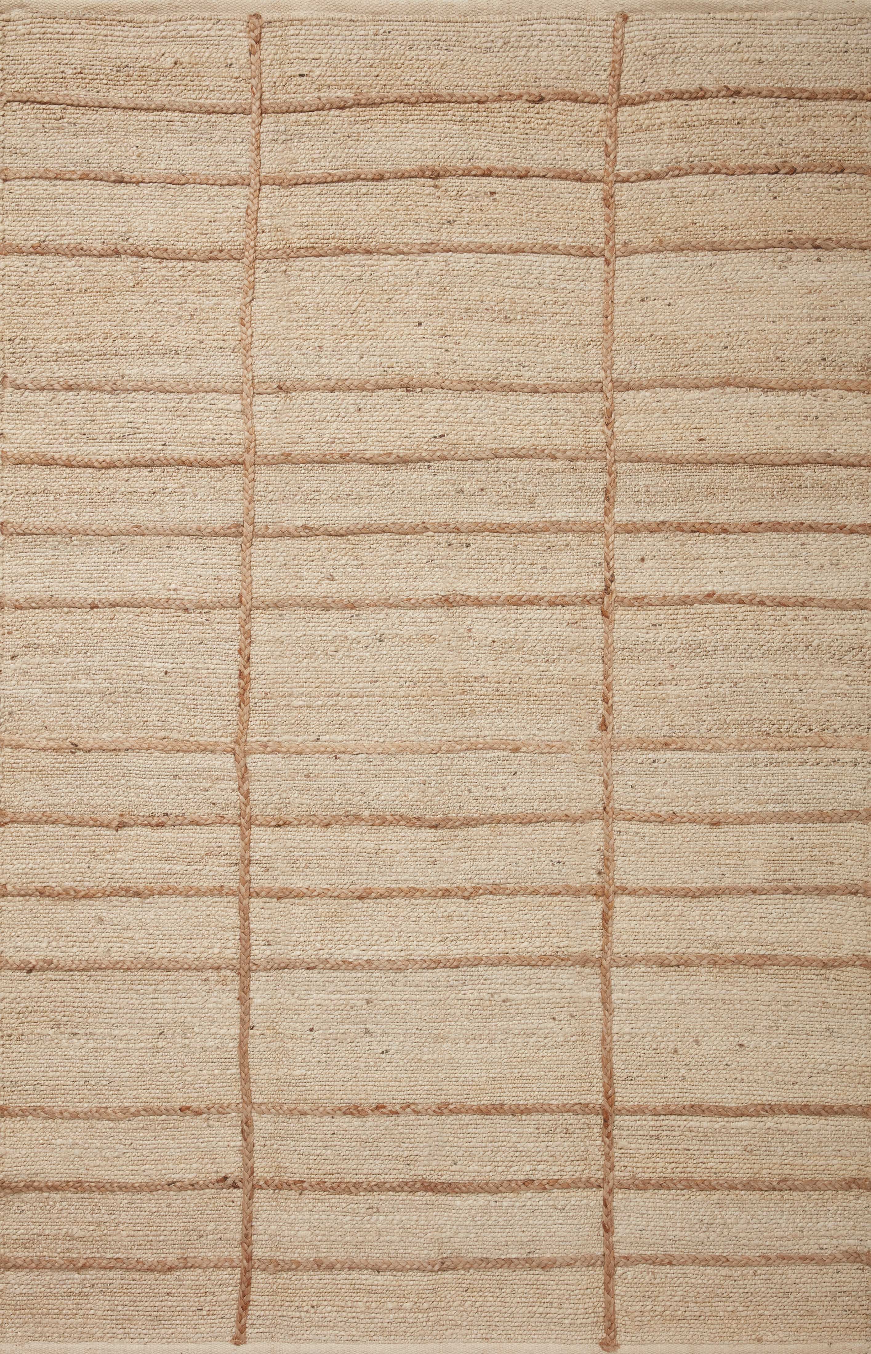 Ivory and Natural Braided Geometric Jute Runner Rug