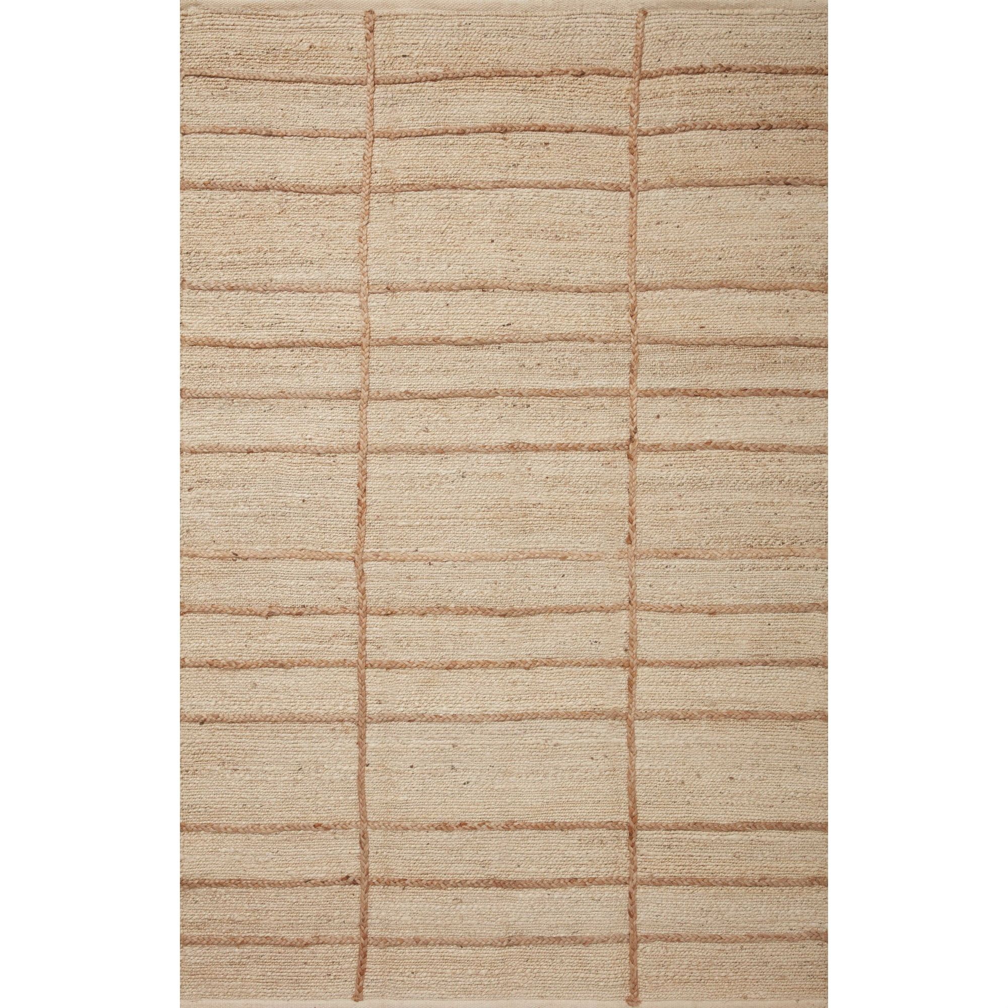 Ivory and Natural Braided Geometric Jute Runner Rug