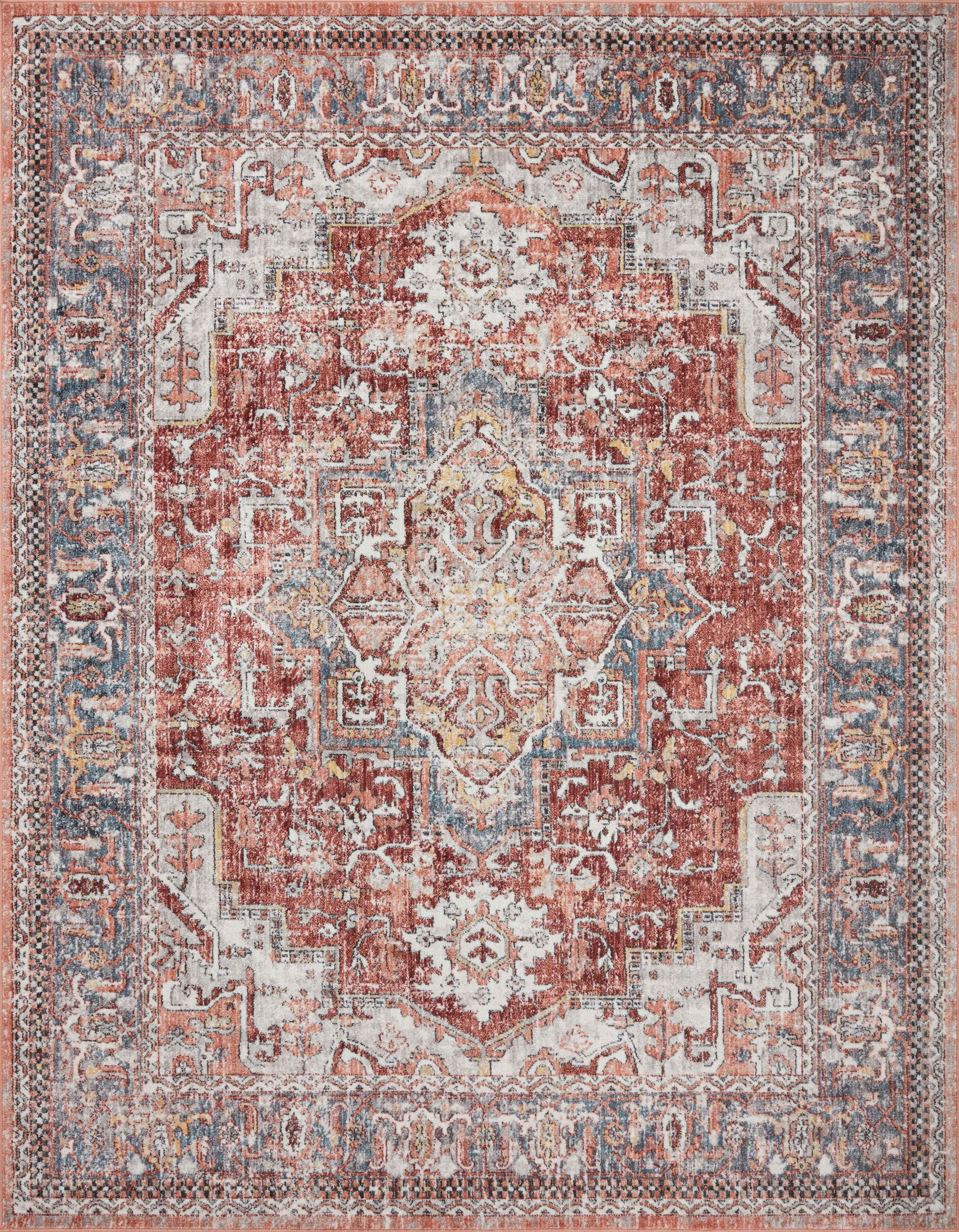 Elysian Blue 85x120 Synthetic Vintage-Inspired Area Rug