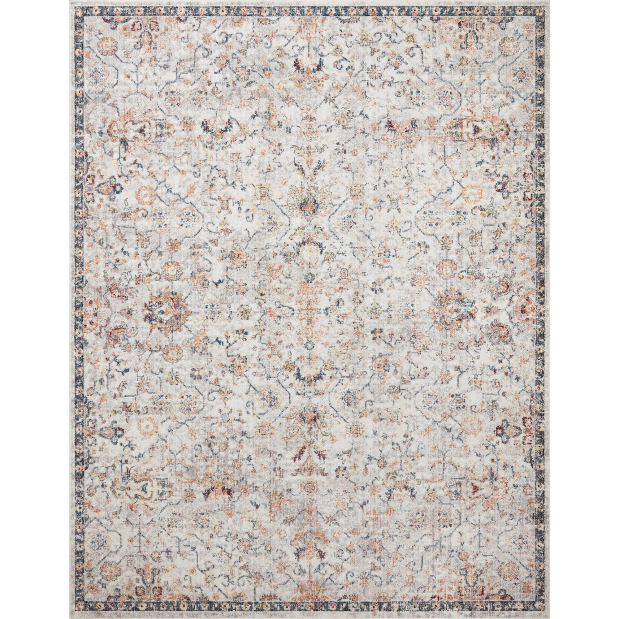 Ivory and Navy Rectangular Synthetic Area Rug 30" x 69"