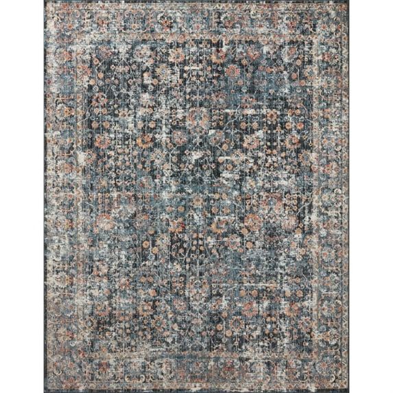 Cassandra Vintage Floral Blue Synthetic Area Rug - 2'6" x 4'