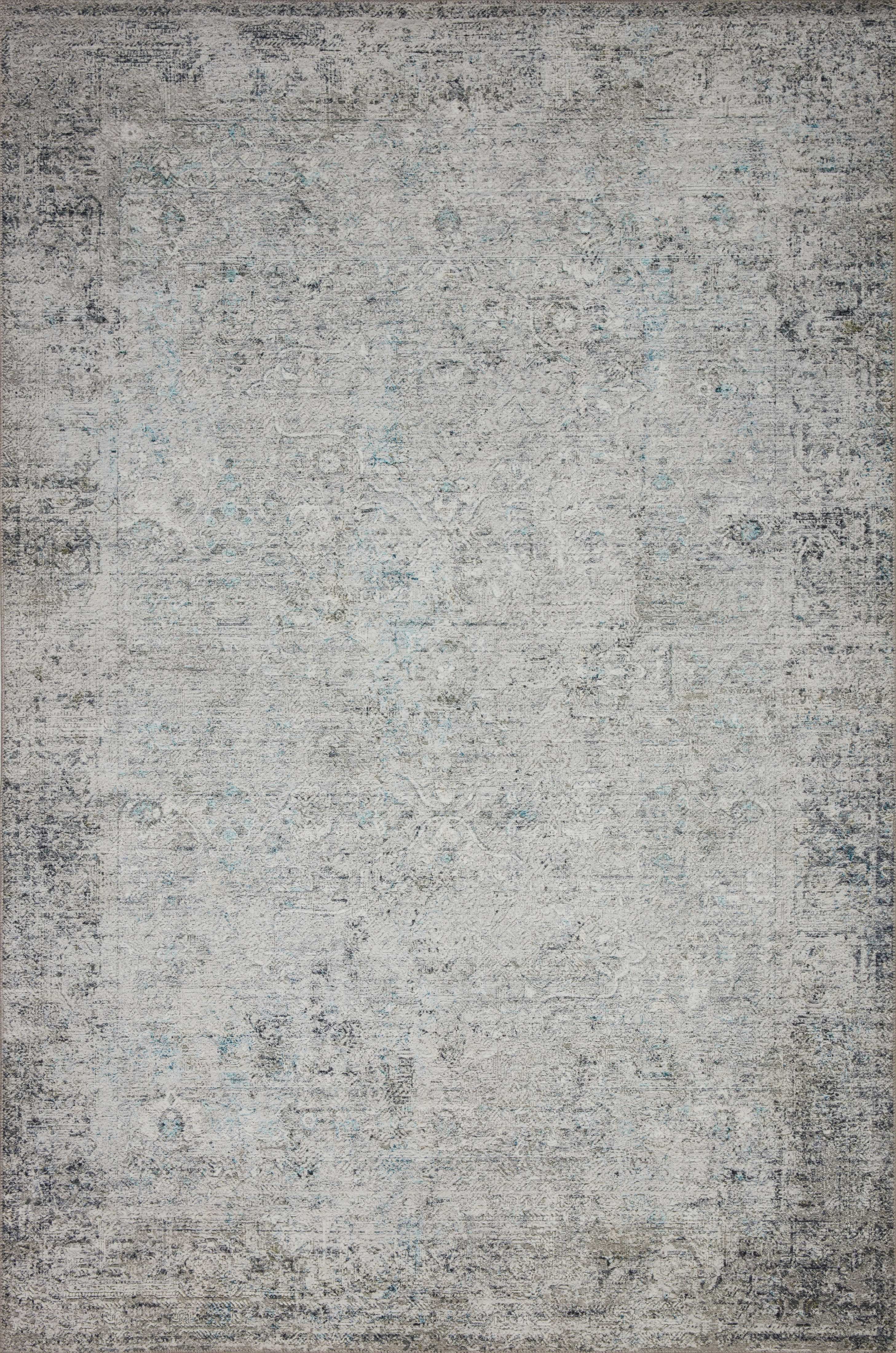 Ivory and Silver Abstract Square Hand-knotted Rug