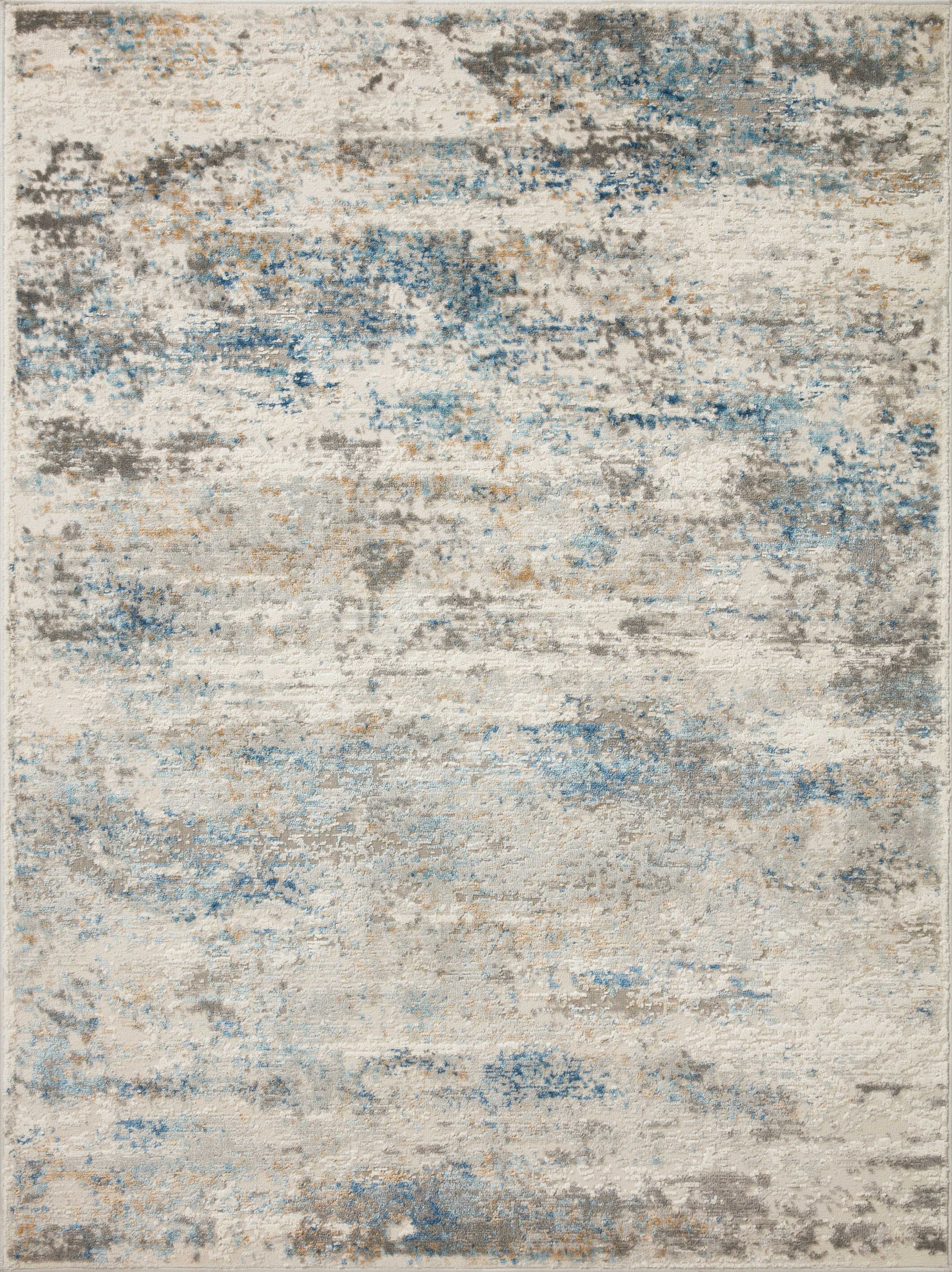 Estelle Ivory & Ocean Abstract Medium Pile Accent Rug 2' x 3'