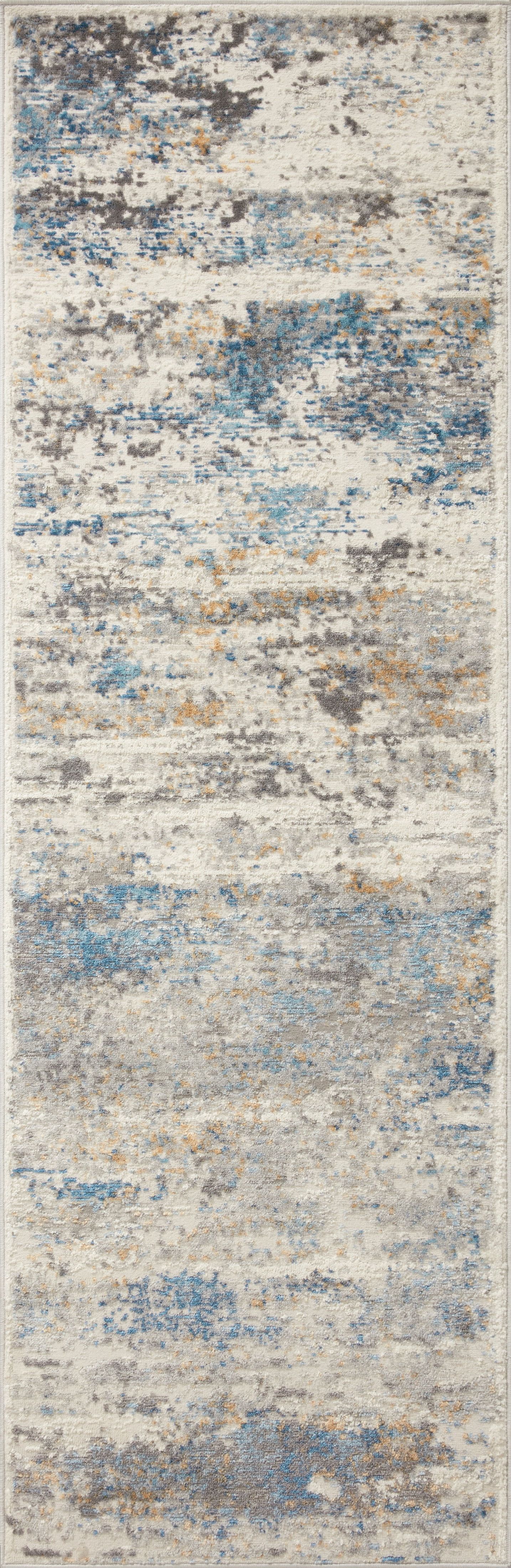 Estelle Ivory Ocean Abstract Wool-Blend Runner Rug 2'-7" x 8'-0"