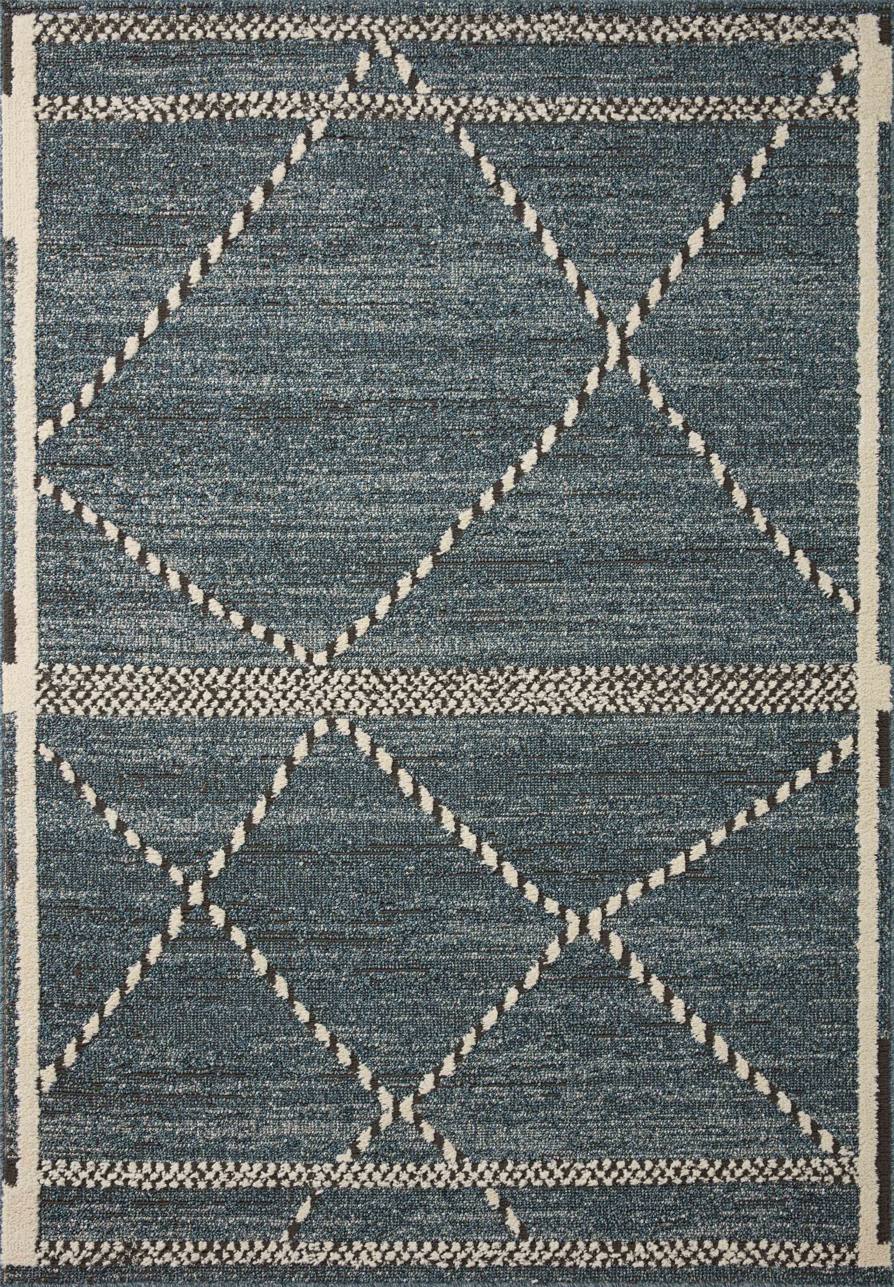 Fabian Denim and Charcoal Diamond Wool Area Rug 2'-7" x 12'-0"