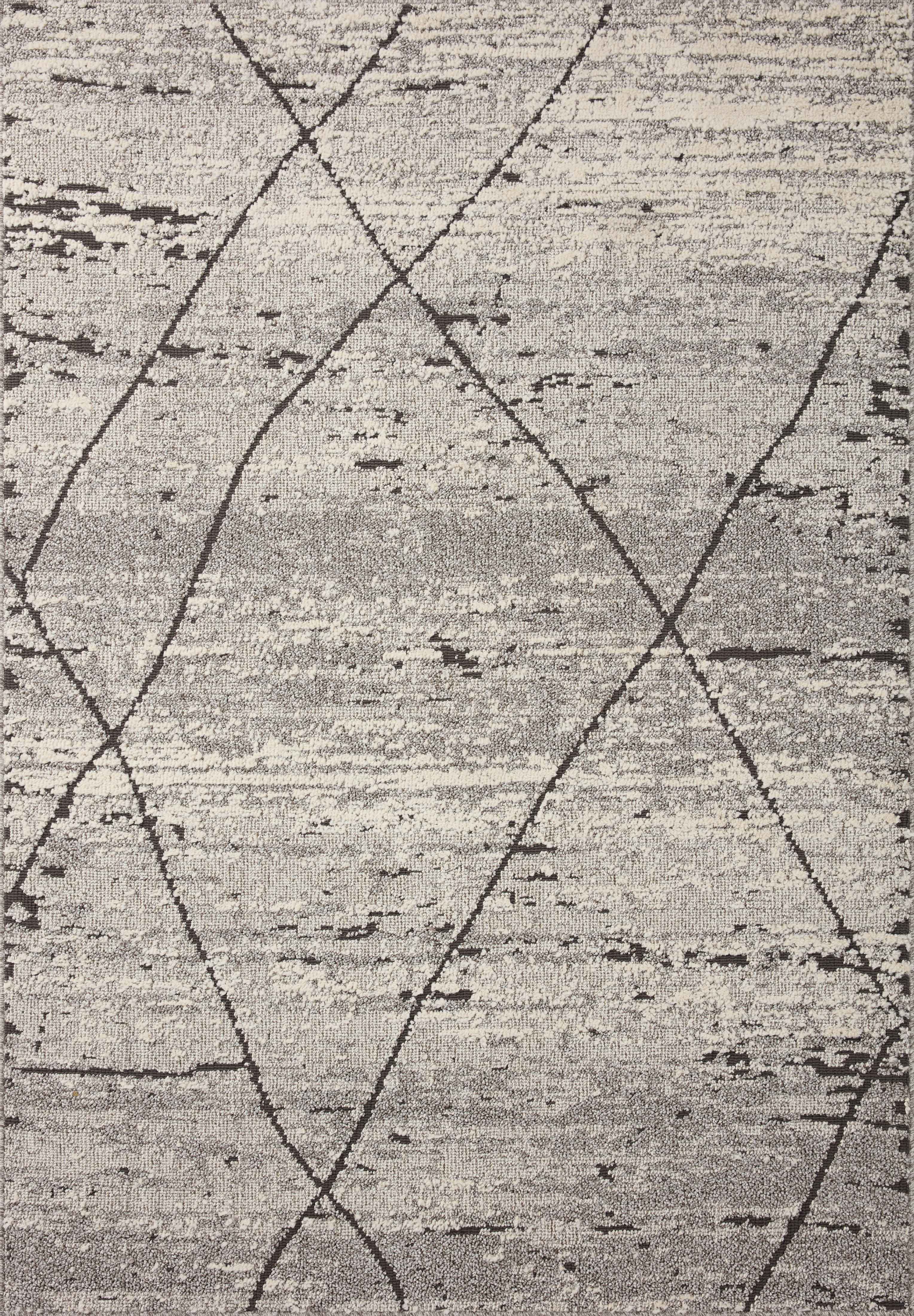 Fabian Gray and Charcoal Wool Blend Geometric Area Rug