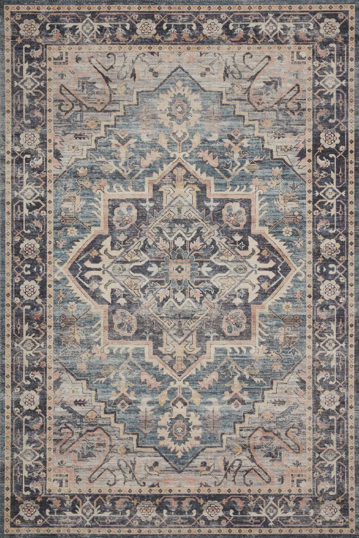 Hathaway Blue Synthetic Hand-knotted Oriental 5' x 7' Rug