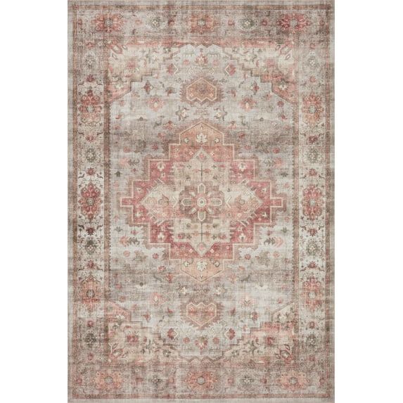 Heidi Medallion 18" x 18" Dove & Spice Synthetic Rug Swatch