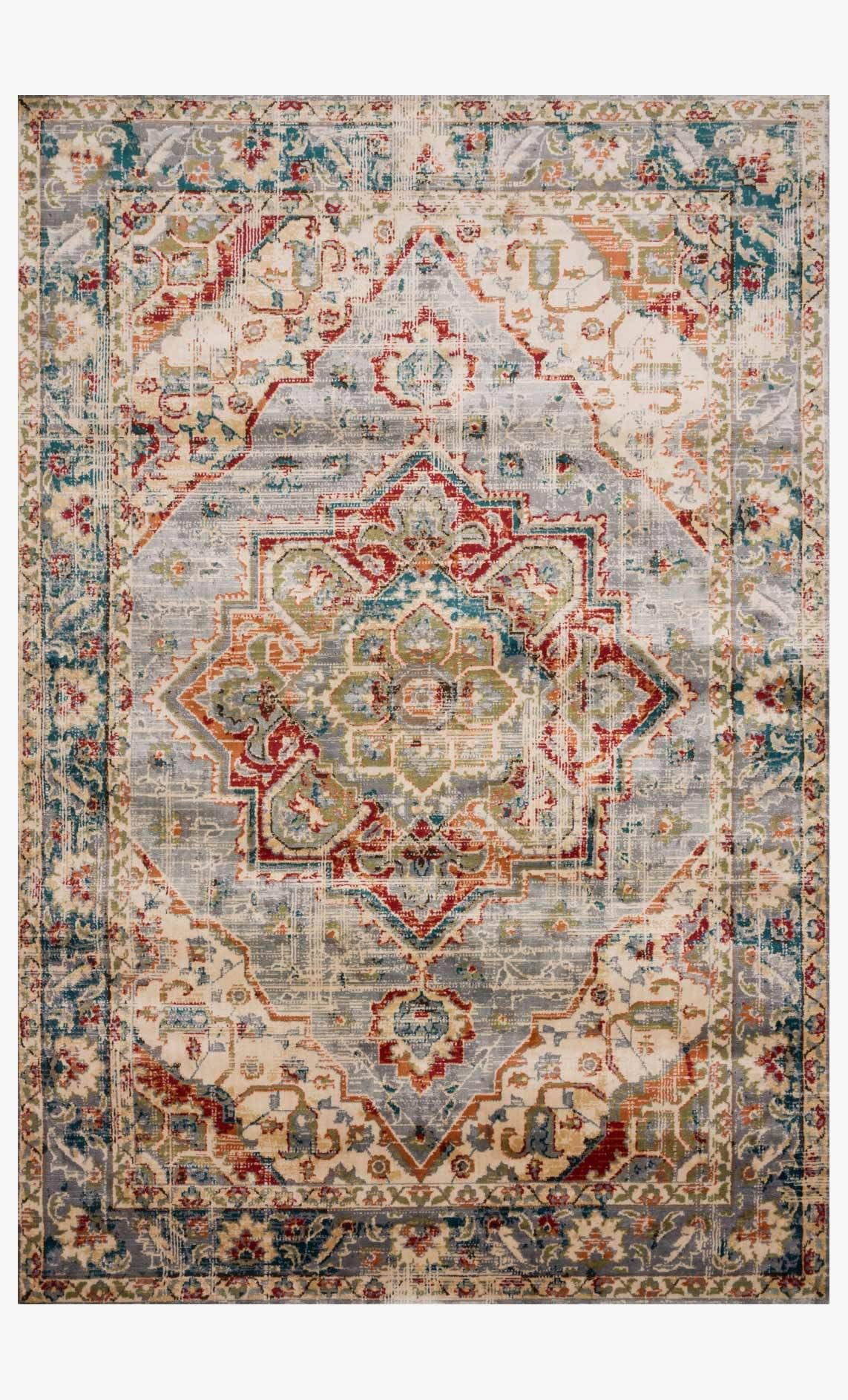 Isadora Oatmeal and Multicolor 6' x 9' Synthetic Area Rug