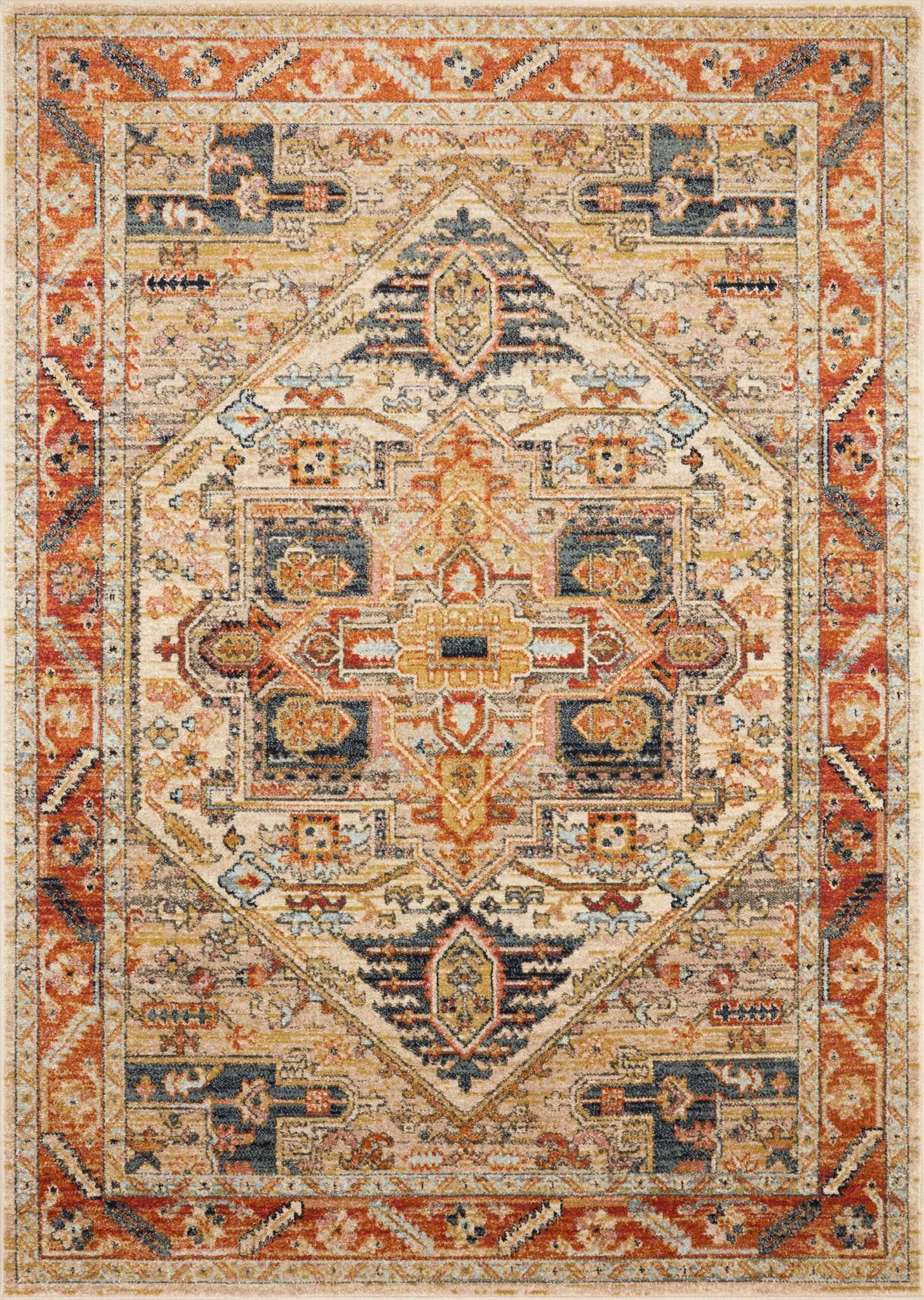 Multicolor Antique-Inspired 4' x 6' Synthetic Area Rug