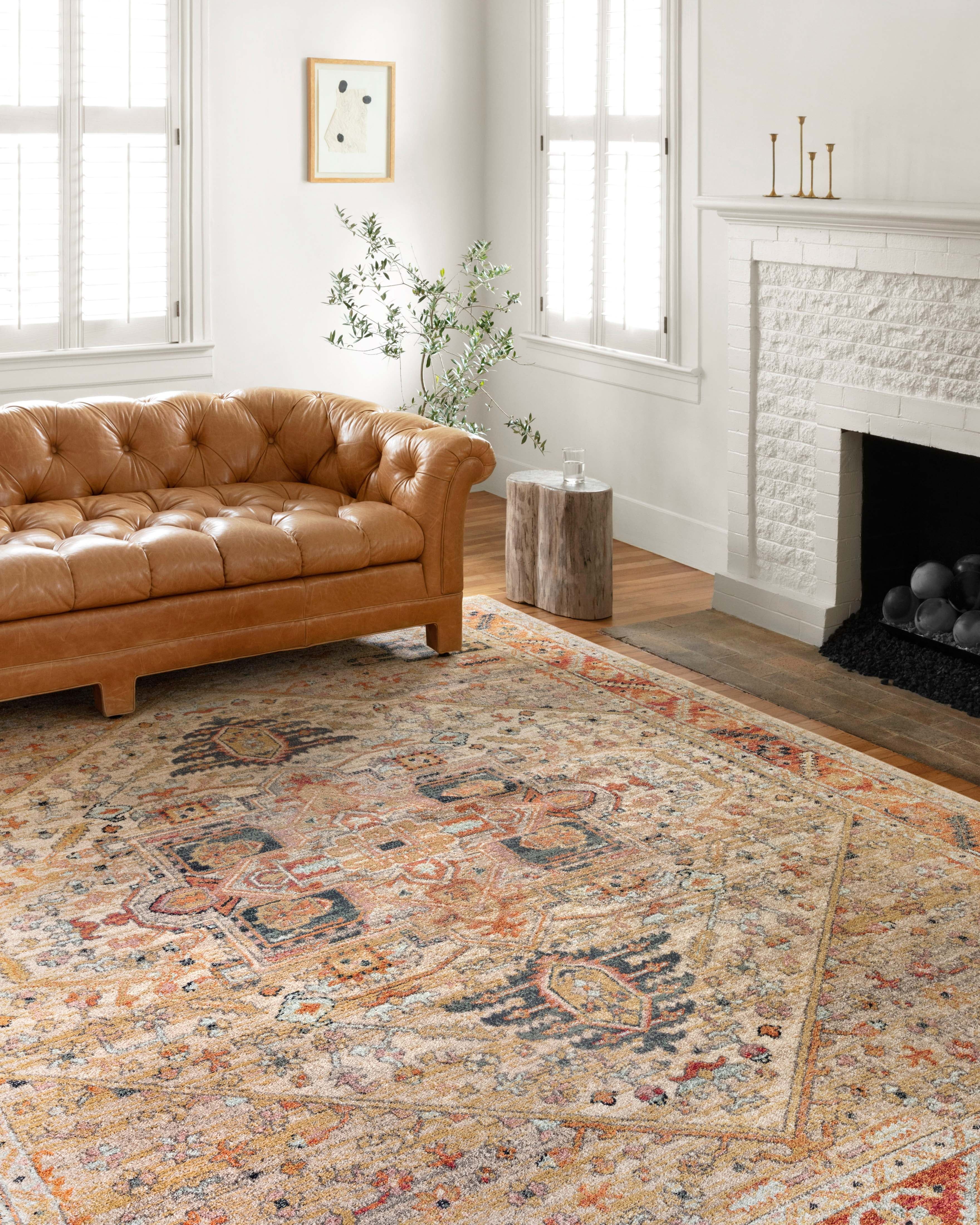 Jocelyn Sand and Multi Stain-Resistant Square Area Rug