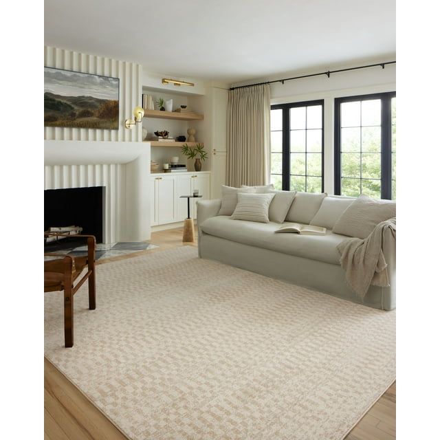 Ivory and Natural Diamond Synthetic 4' x 6' Area Rug