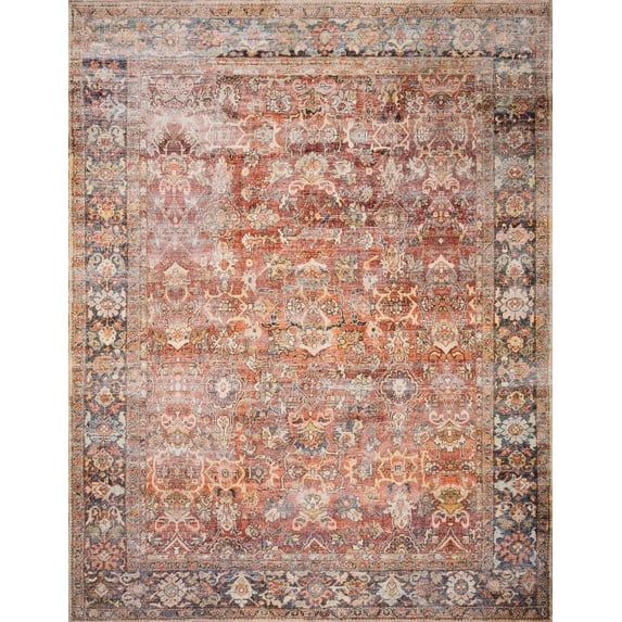 Elegant Spice Red 7'6" x 9'6" Wool Blend Stain-Resistant Area Rug