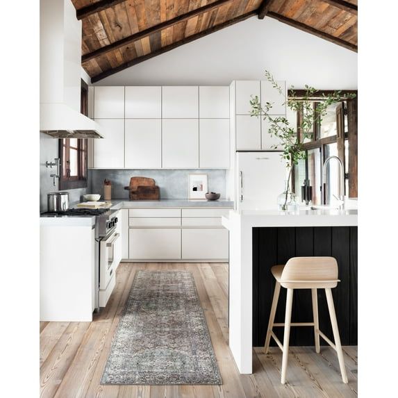 Reversible Gray Synthetic 24"x60" Stain-Resistant Area Rug