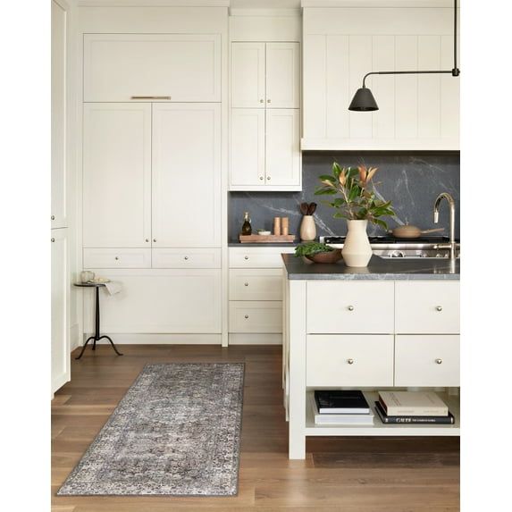 Layla Gray and Taupe Synthetic Runner Rug