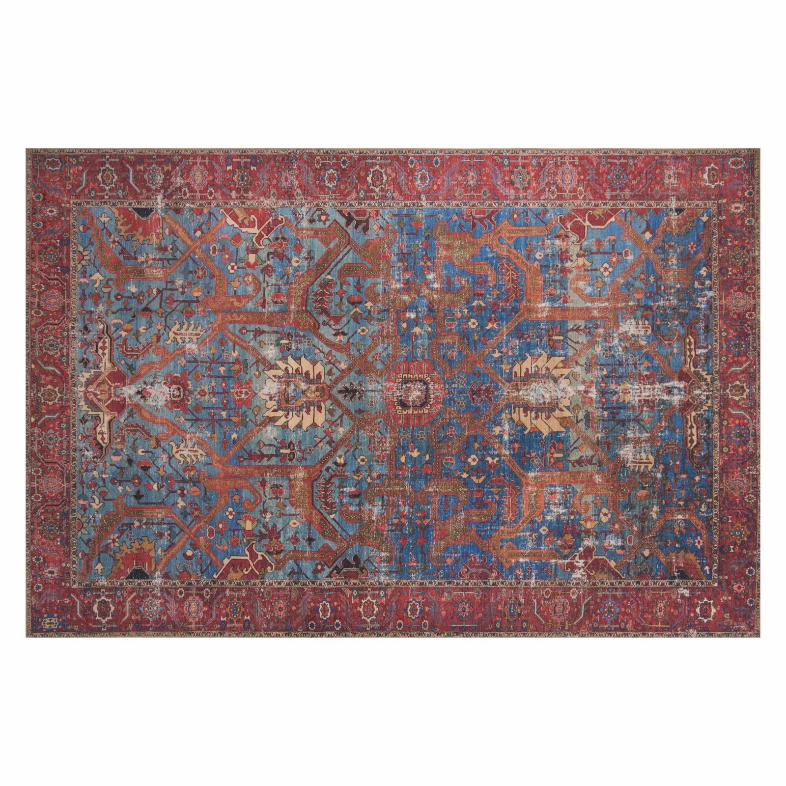 Geometric Blue Runner Hand-Knotted Wool Blend Rug - 2'6" x 7'6"