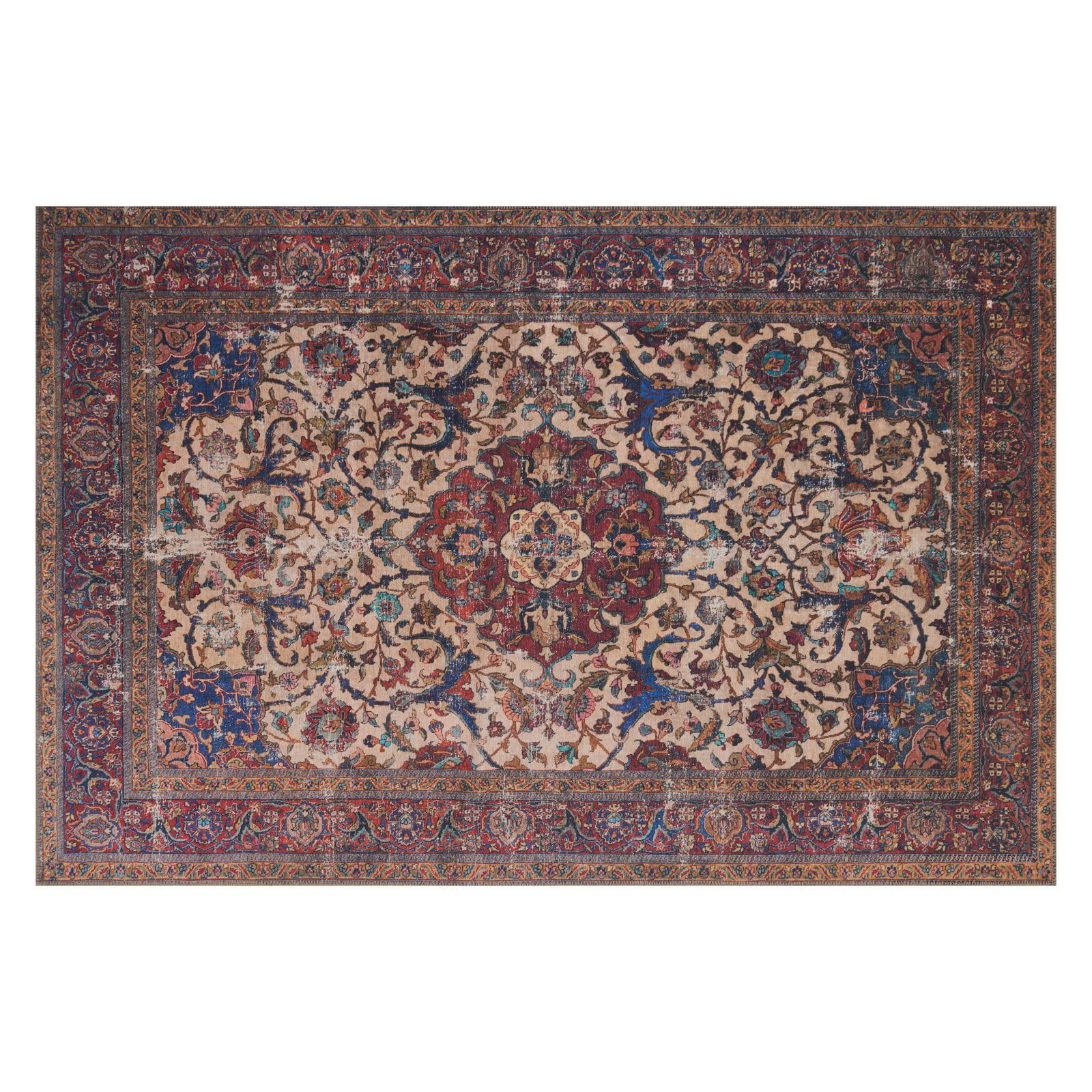 Multicolor Hand-Knotted Wool and Synthetic Area Rug 7'6" x 9'6"