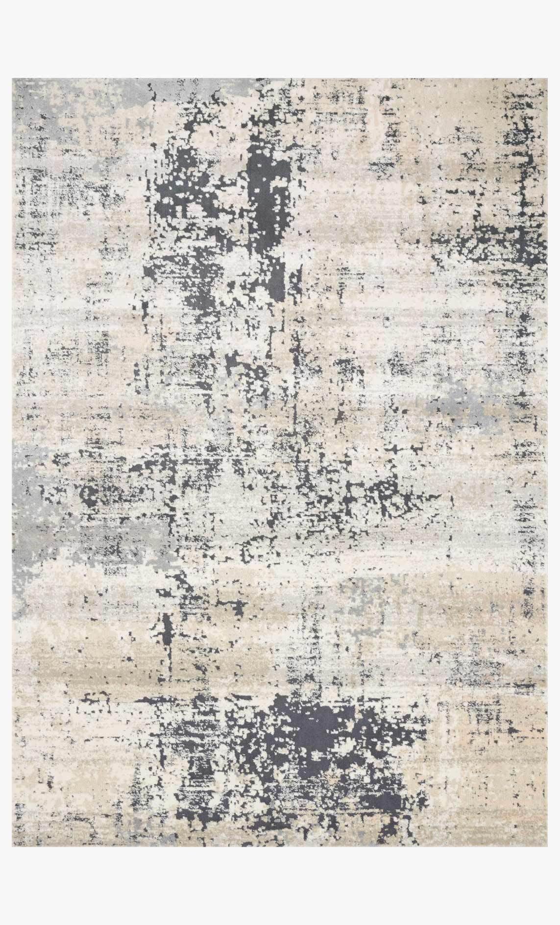 Granite Gray Abstract Stain-Resistant Synthetic Area Rug