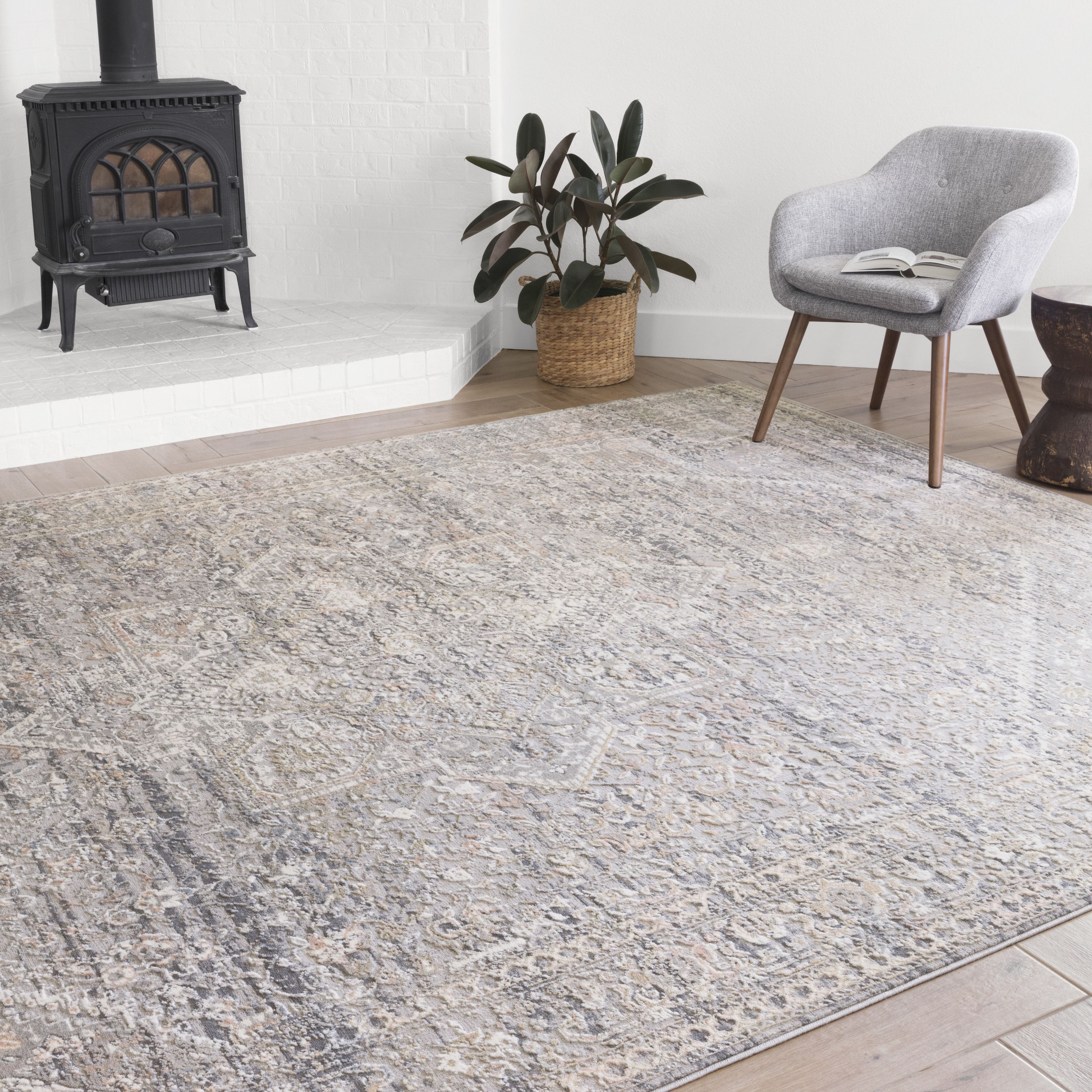 Lucia Transitional Gray Synthetic Large Area Rug - 9'3" x 13'3"