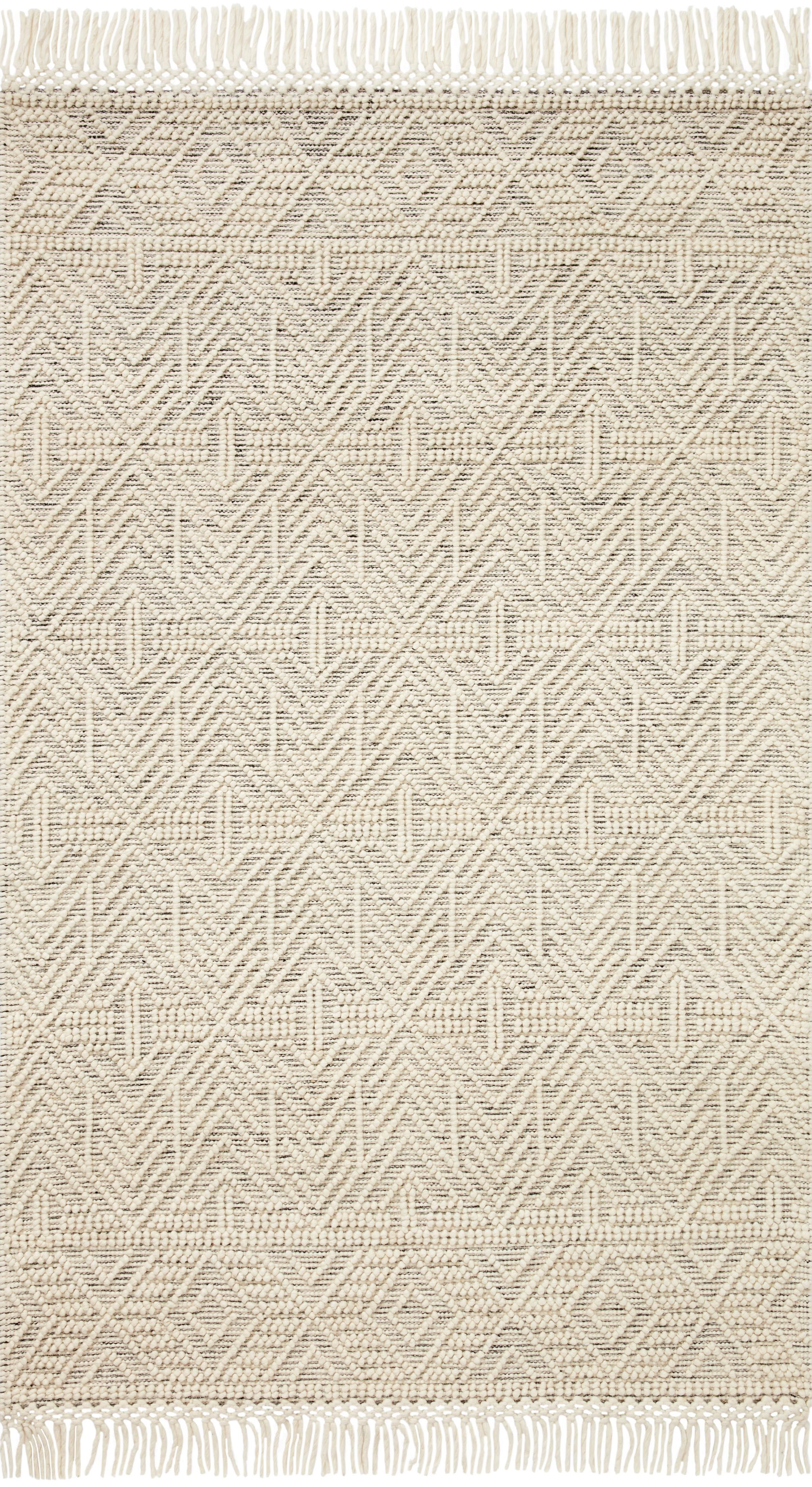 Handmade Ivory Geometric Wool-Blend Area Rug 2' x 5'